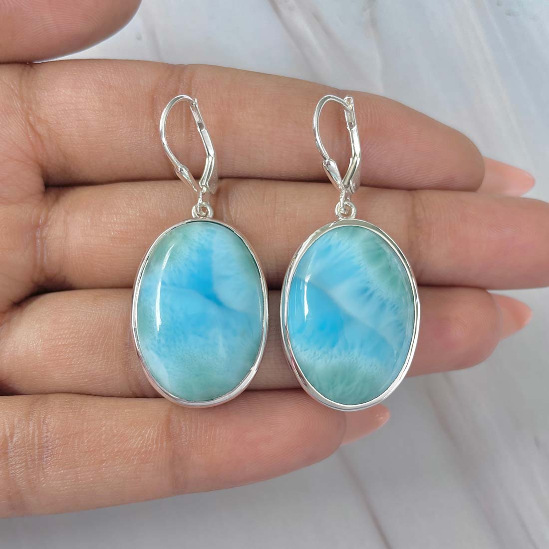 Larimar Earring-(LAR-E-168.)