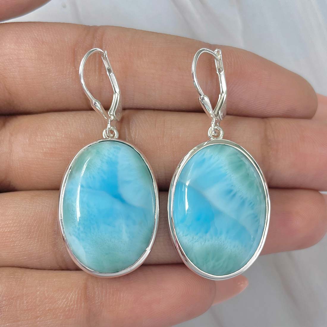 Larimar Earring-(LAR-E-168.)