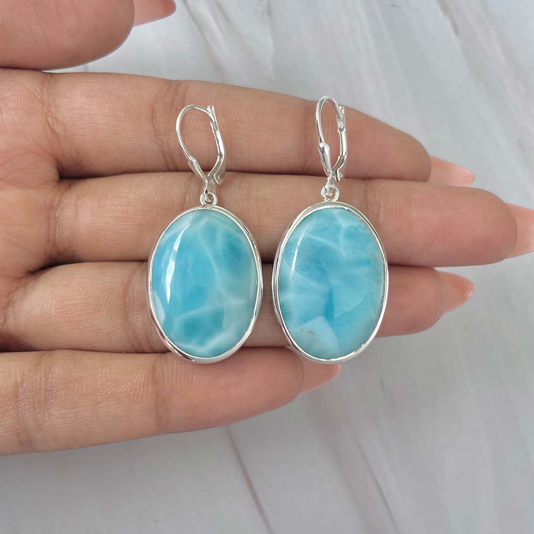 Larimar Earring-(LAR-E-169.)