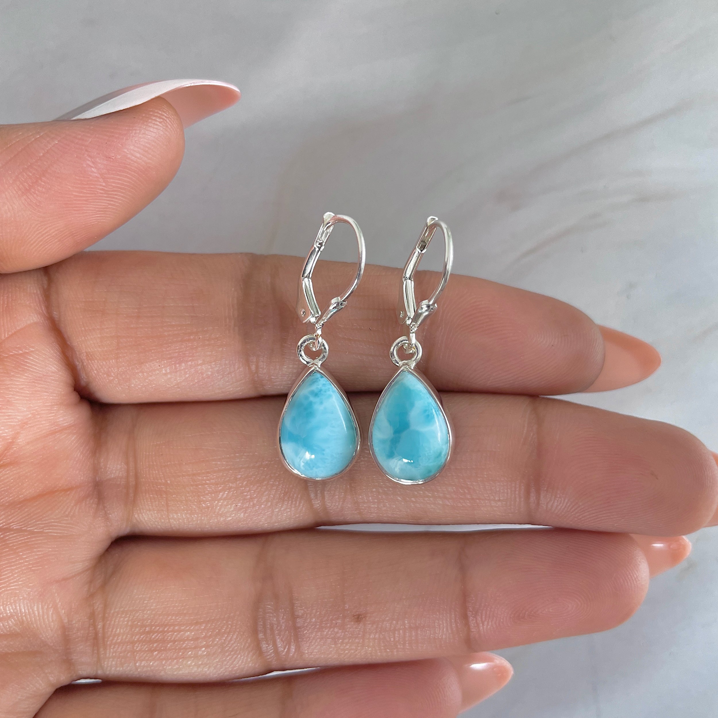Larimar Earring-(LAR-E-1779.)