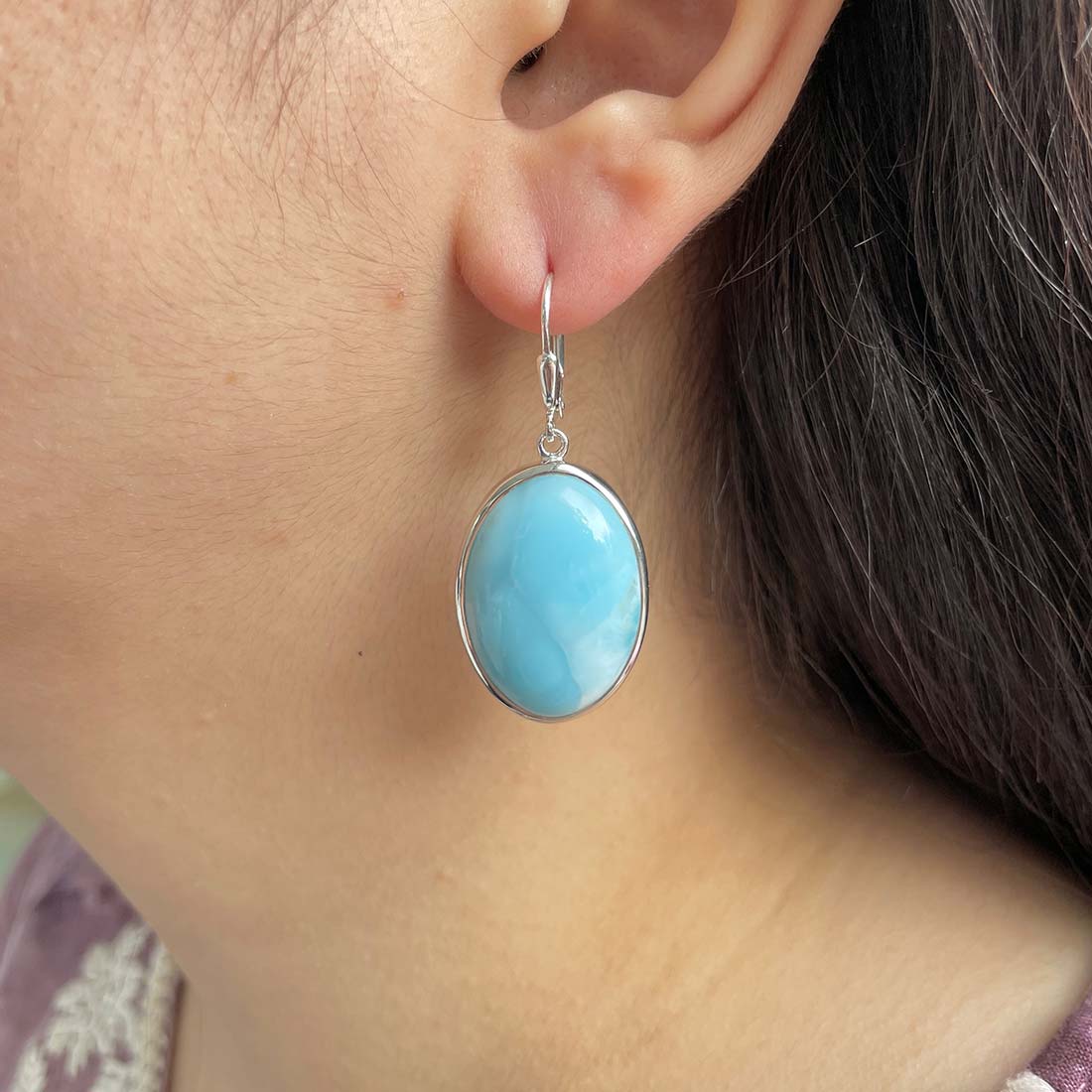 Larimar Earring-(LAR-E-179.)