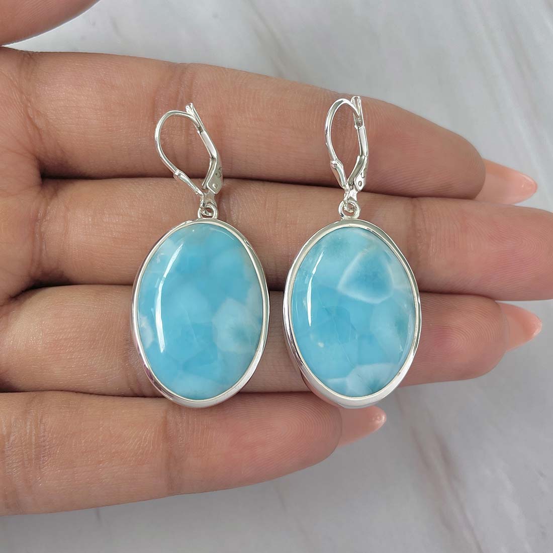 Larimar Earring-(LAR-E-182.)