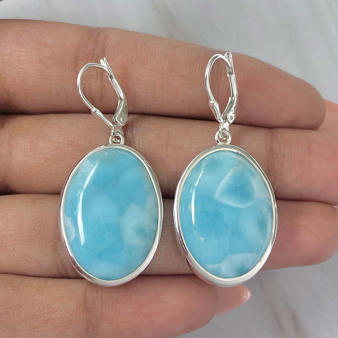 Larimar Earring-(LAR-E-182.)