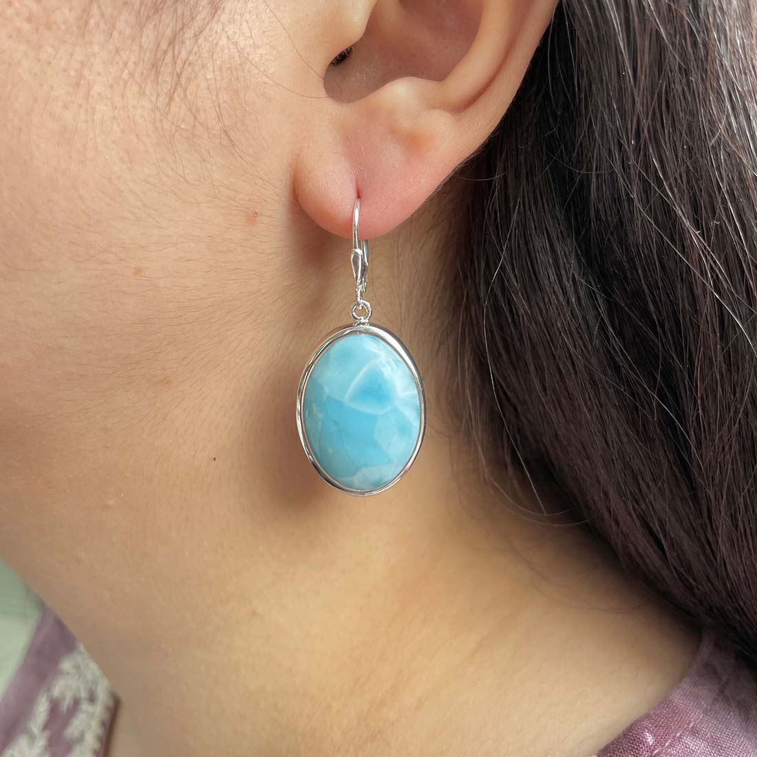 Larimar Earring-(LAR-E-182.)