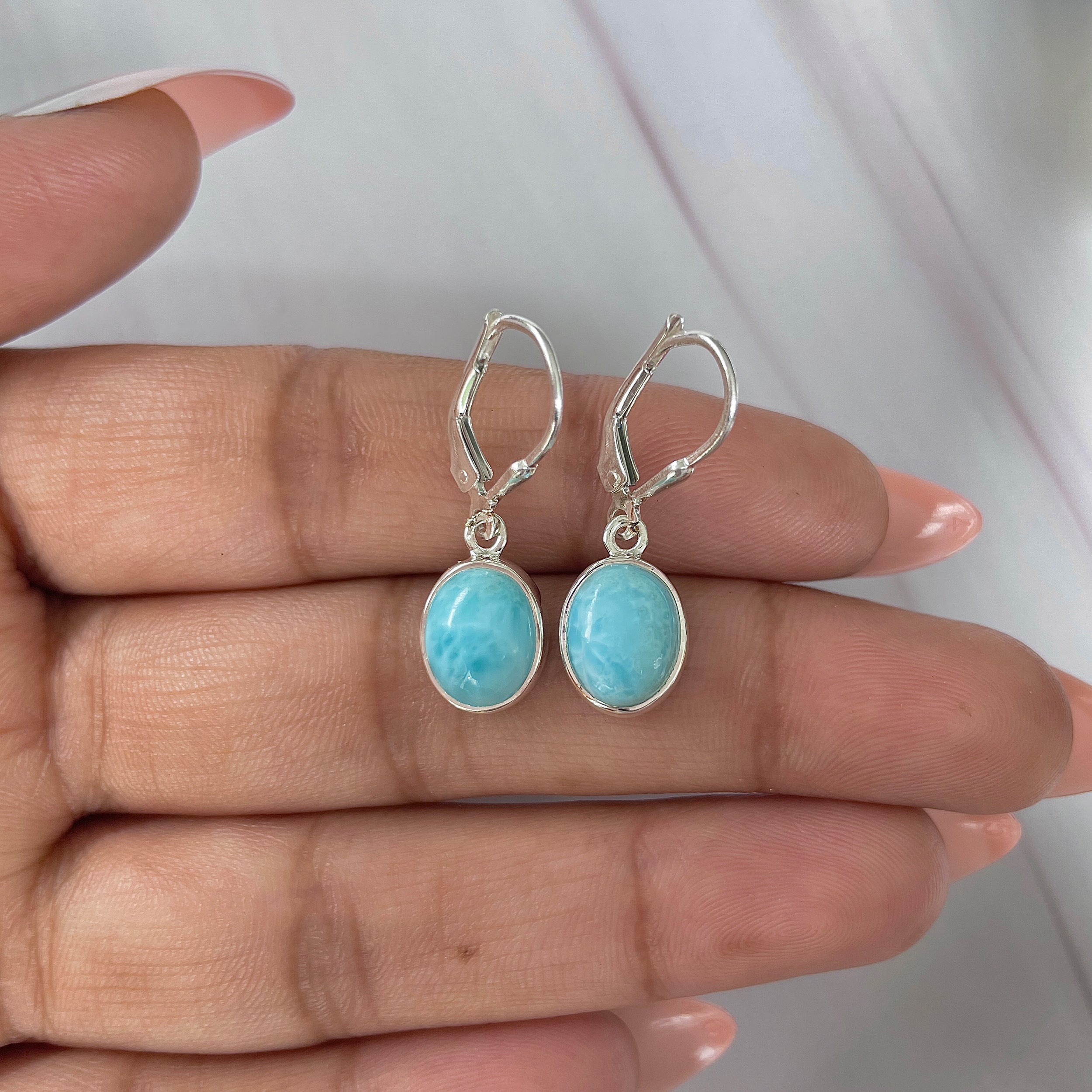 Larimar Earring-(LAR-E-1826.)