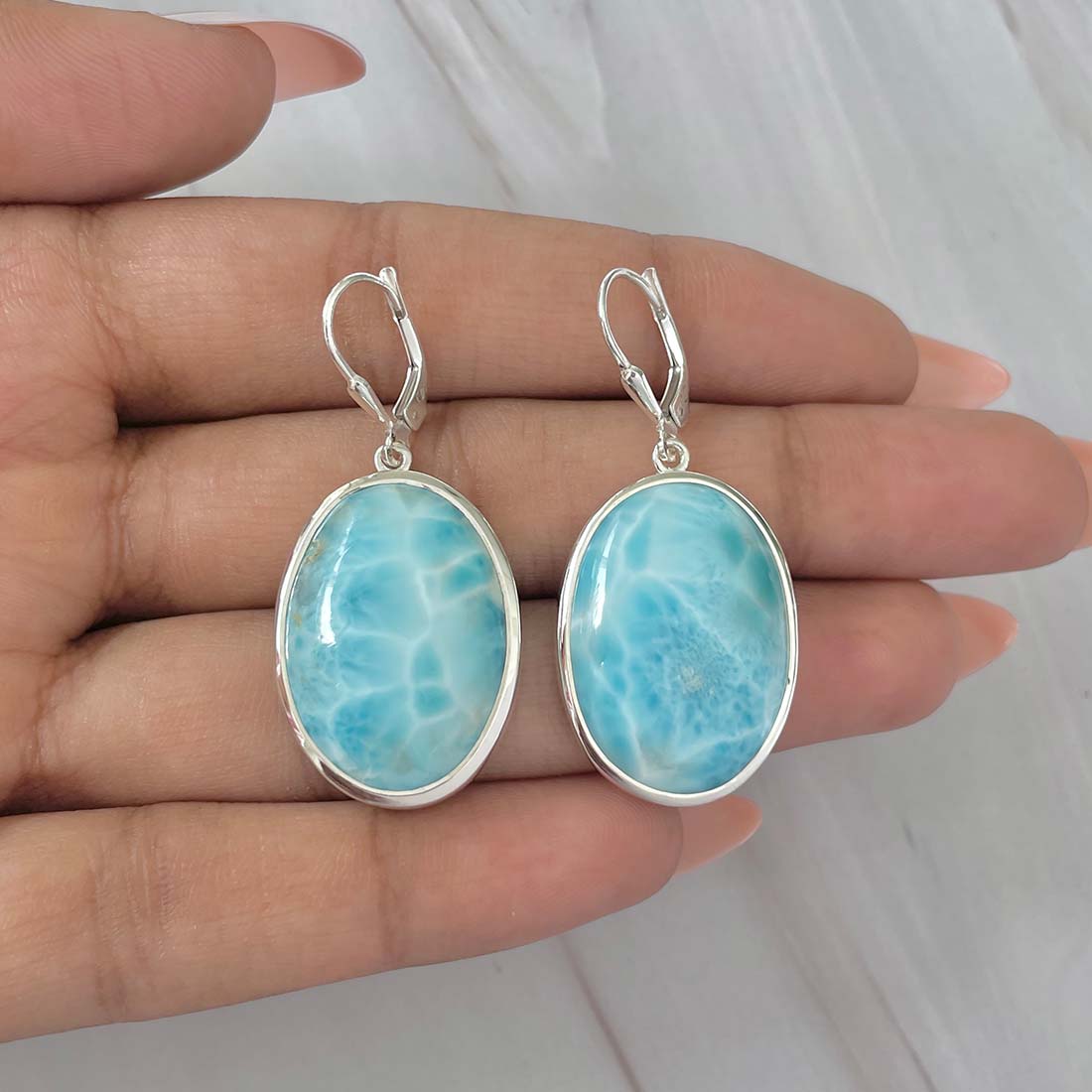 Larimar Earring-(LAR-E-183.)