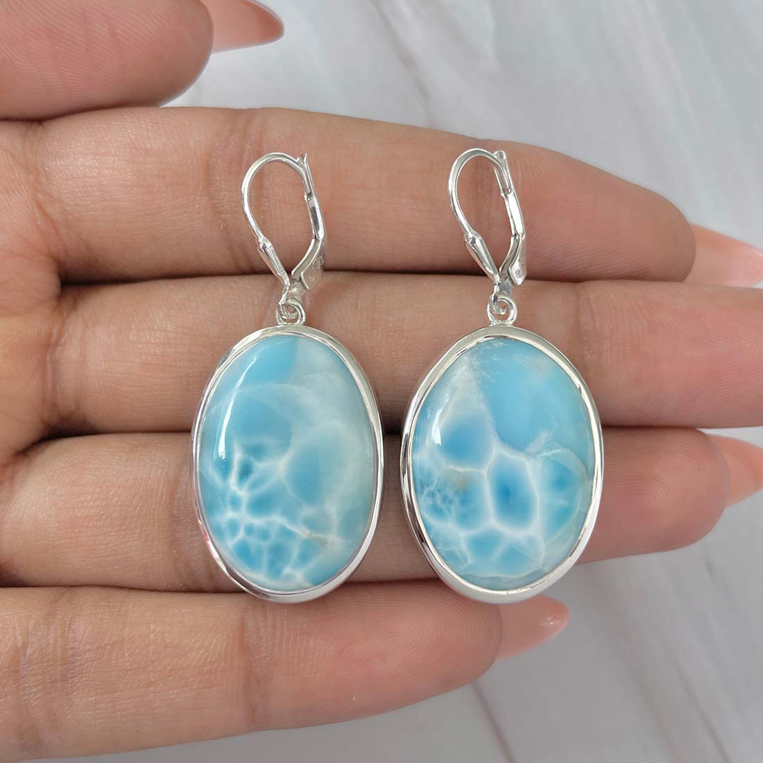 Larimar Earring-(LAR-E-185.)