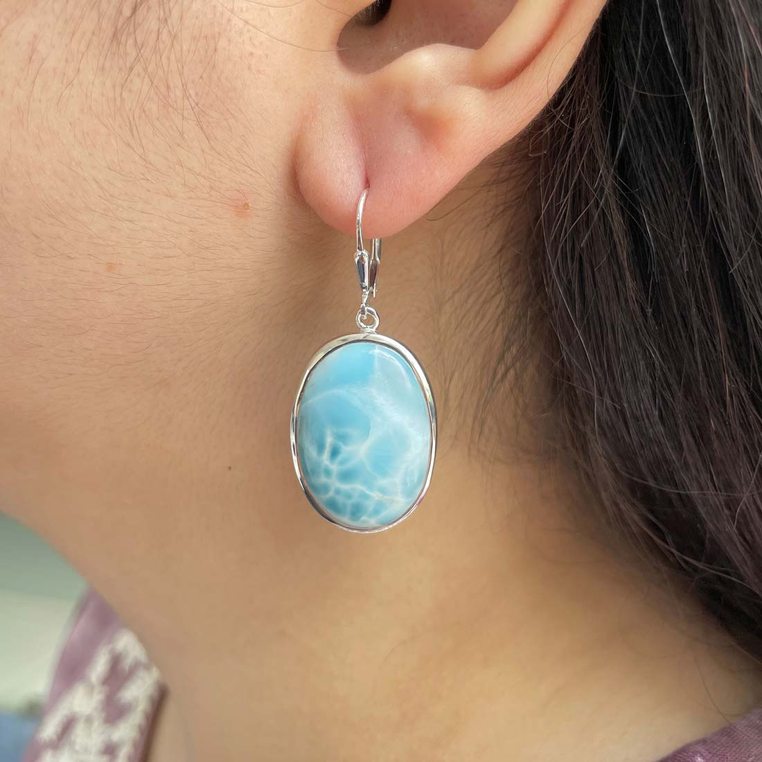 Larimar Earring-(LAR-E-185.)