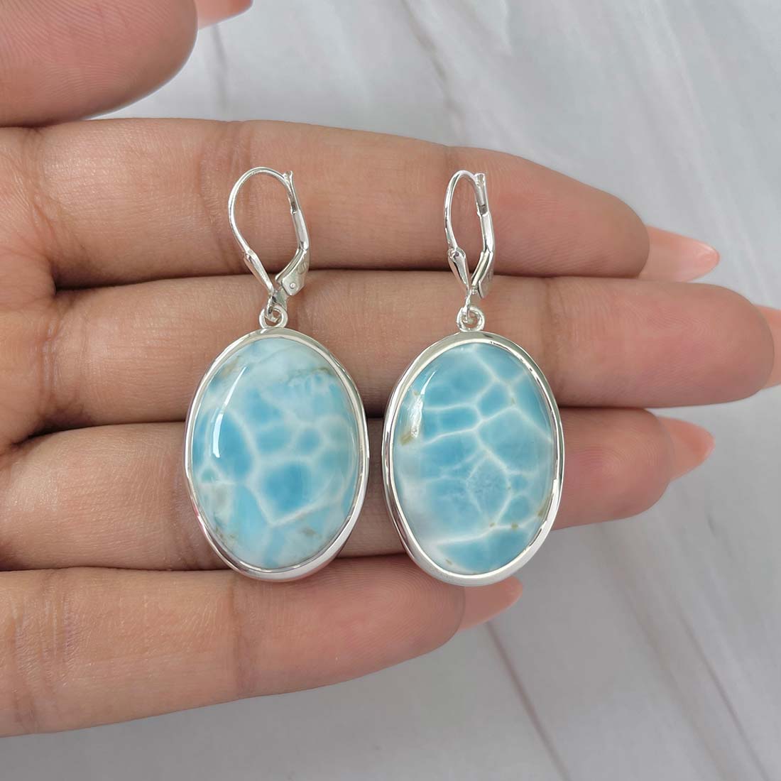 Larimar Earring-(LAR-E-186.)