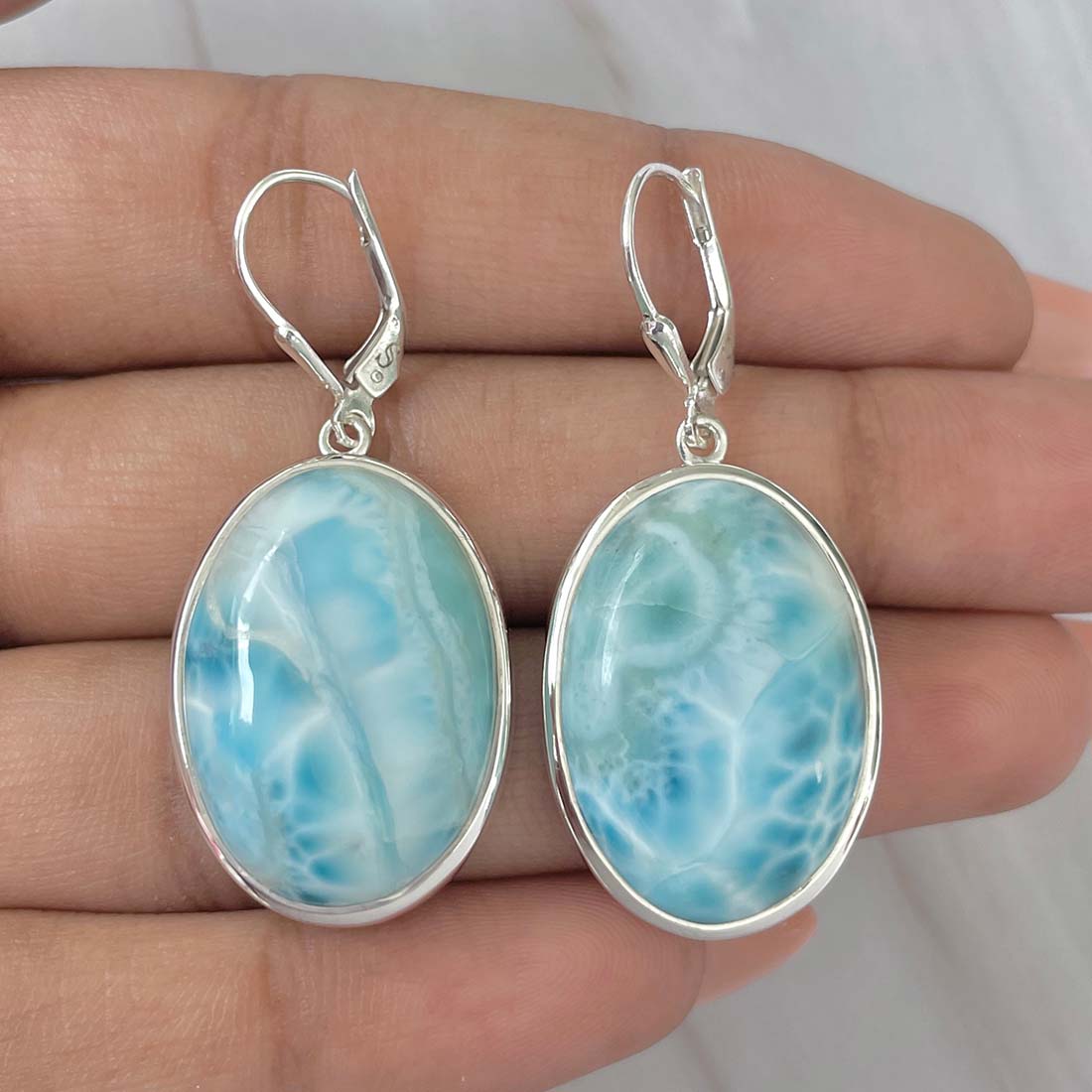 Larimar Earring-(LAR-E-187.)