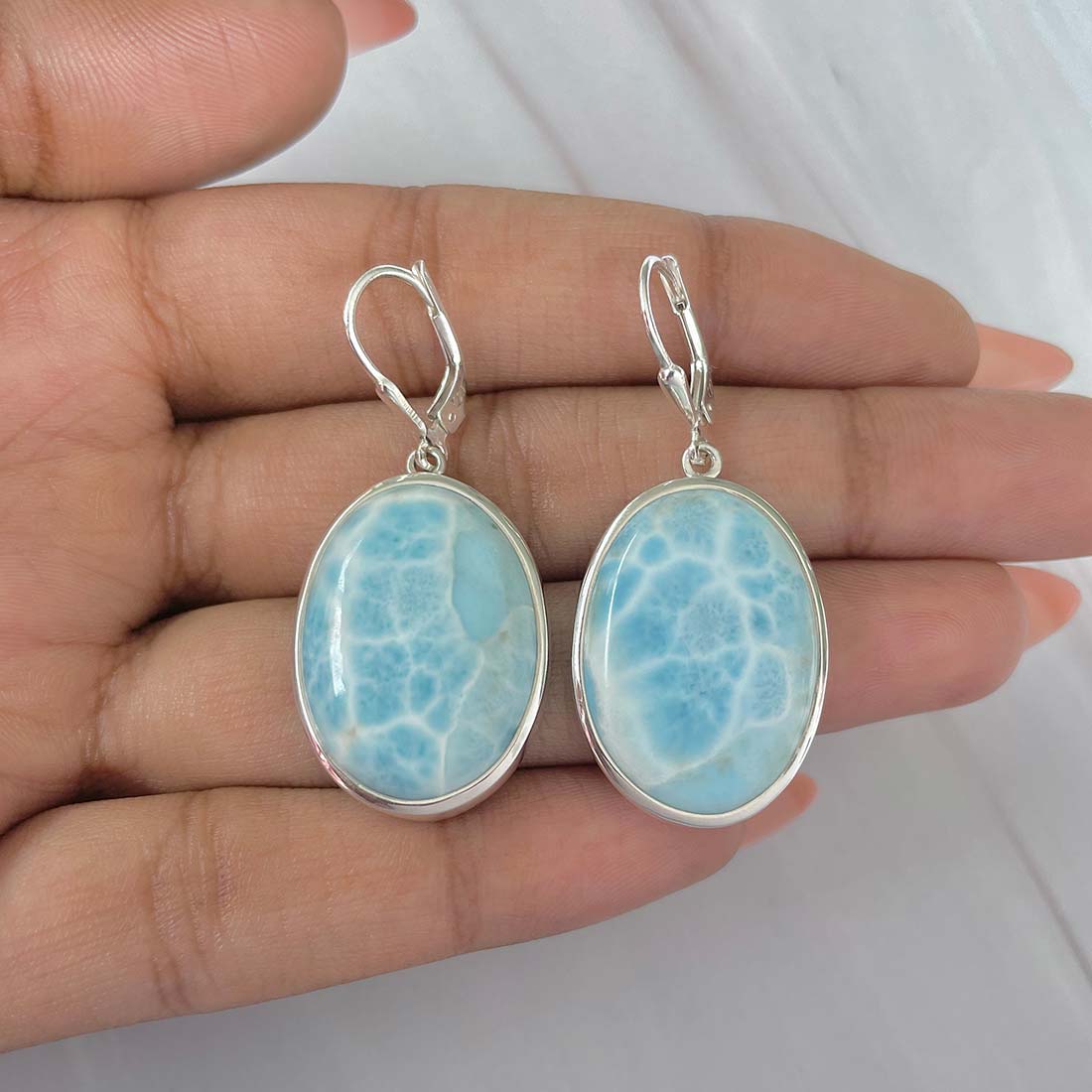 Larimar Earring-(LAR-E-190.)