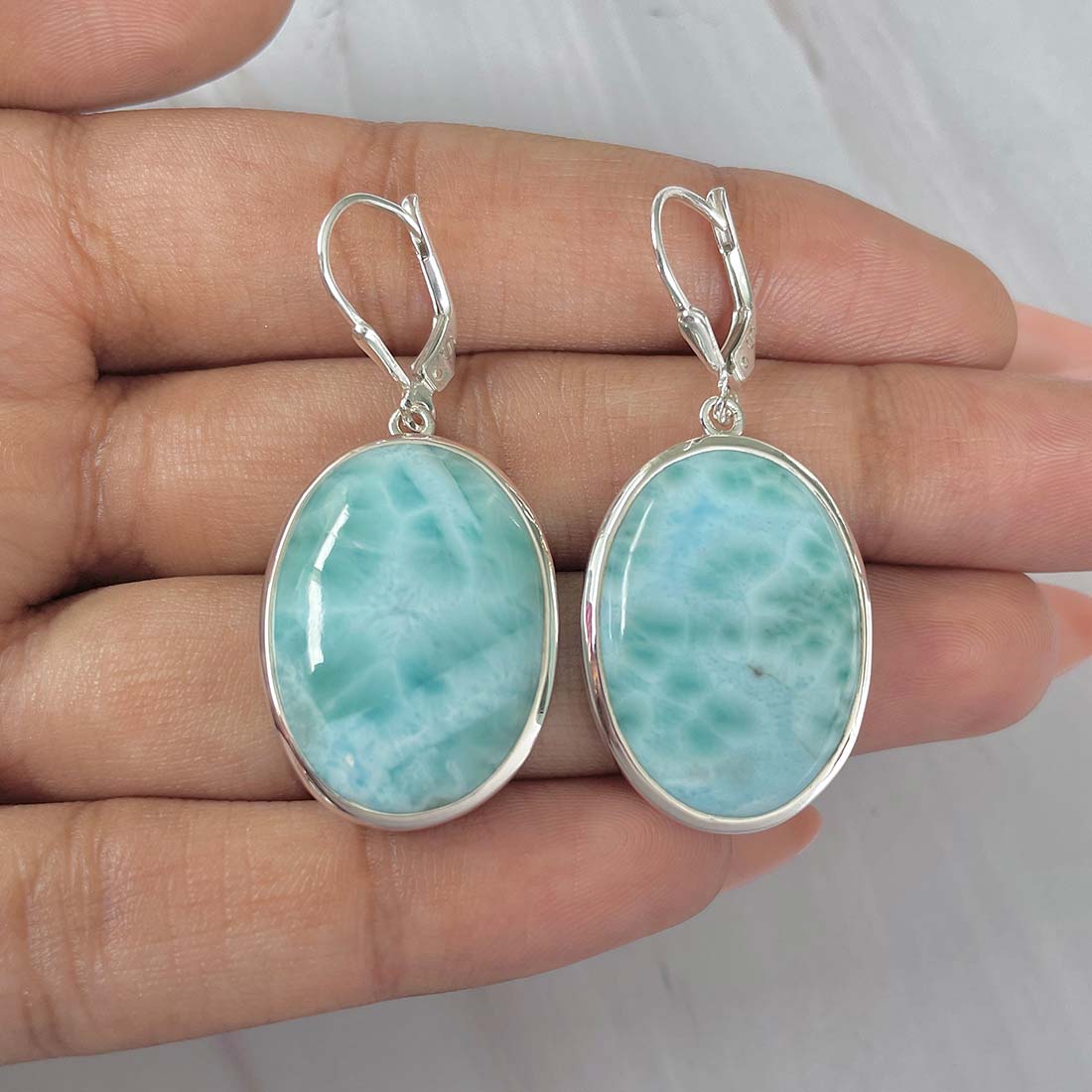 Larimar Earring-(LAR-E-192.)