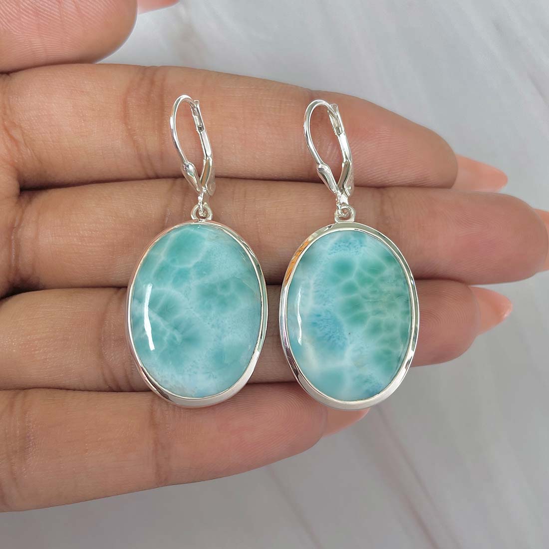 Larimar Earring-(LAR-E-195.)