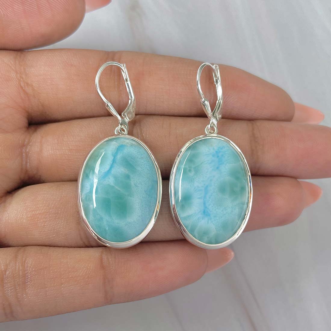 Larimar Earring-(LAR-E-196.)