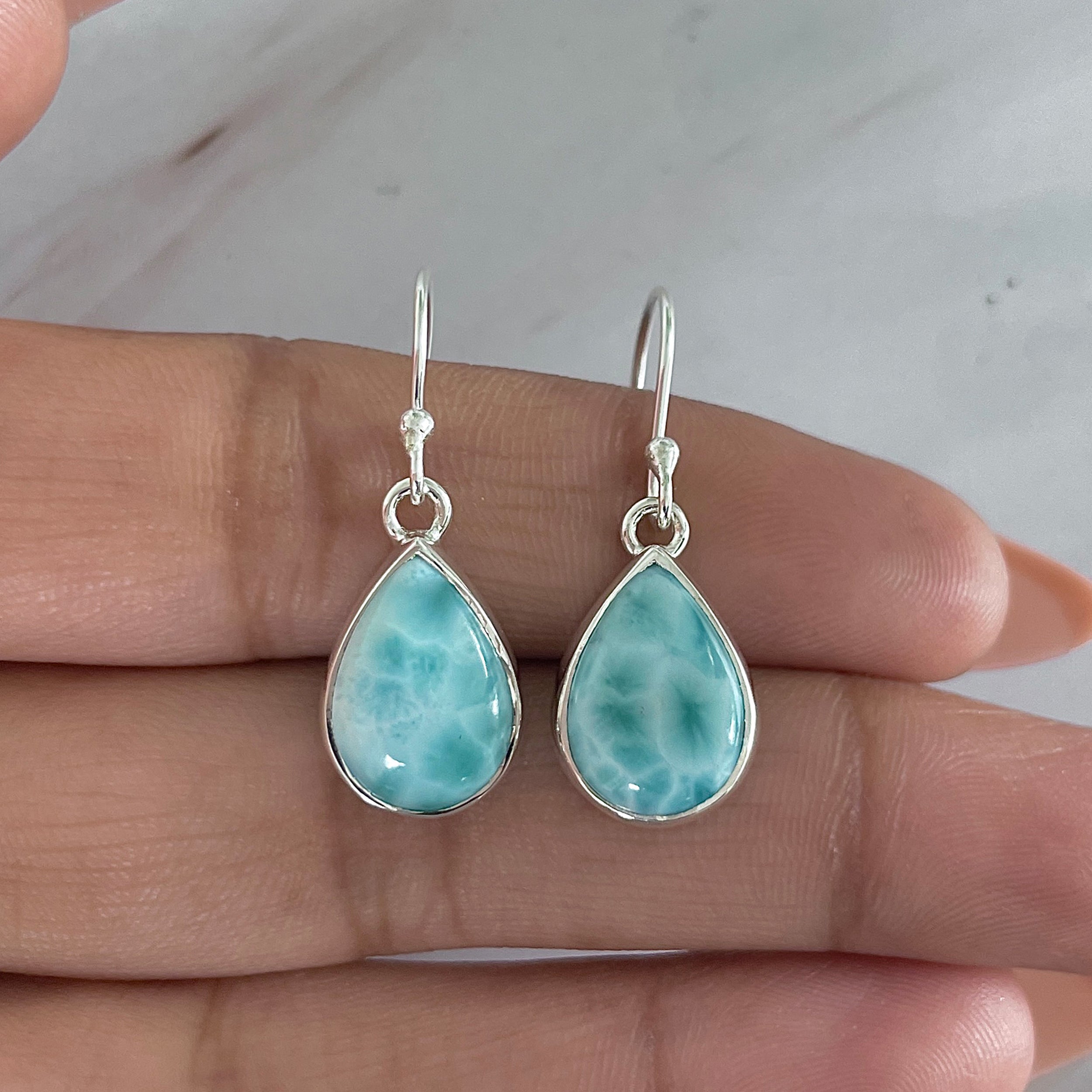 Larimar Earring-(LAR-E-1981.)