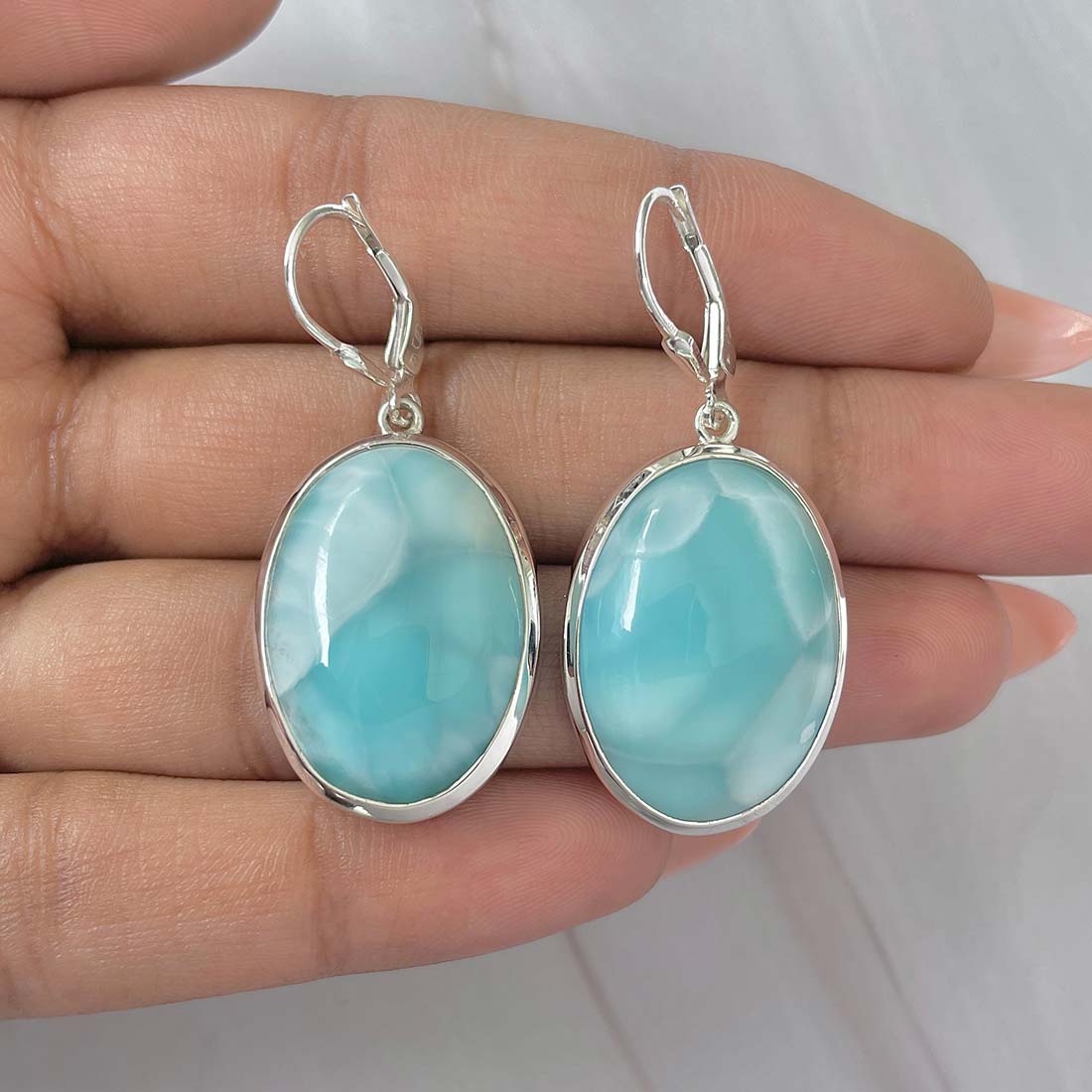 Larimar Earring-(LAR-E-215.)