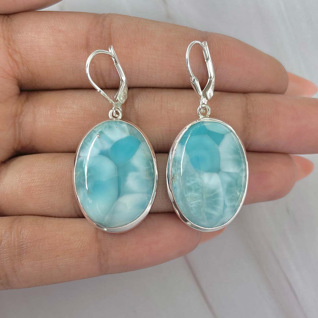 Larimar Earring-(LAR-E-225.)