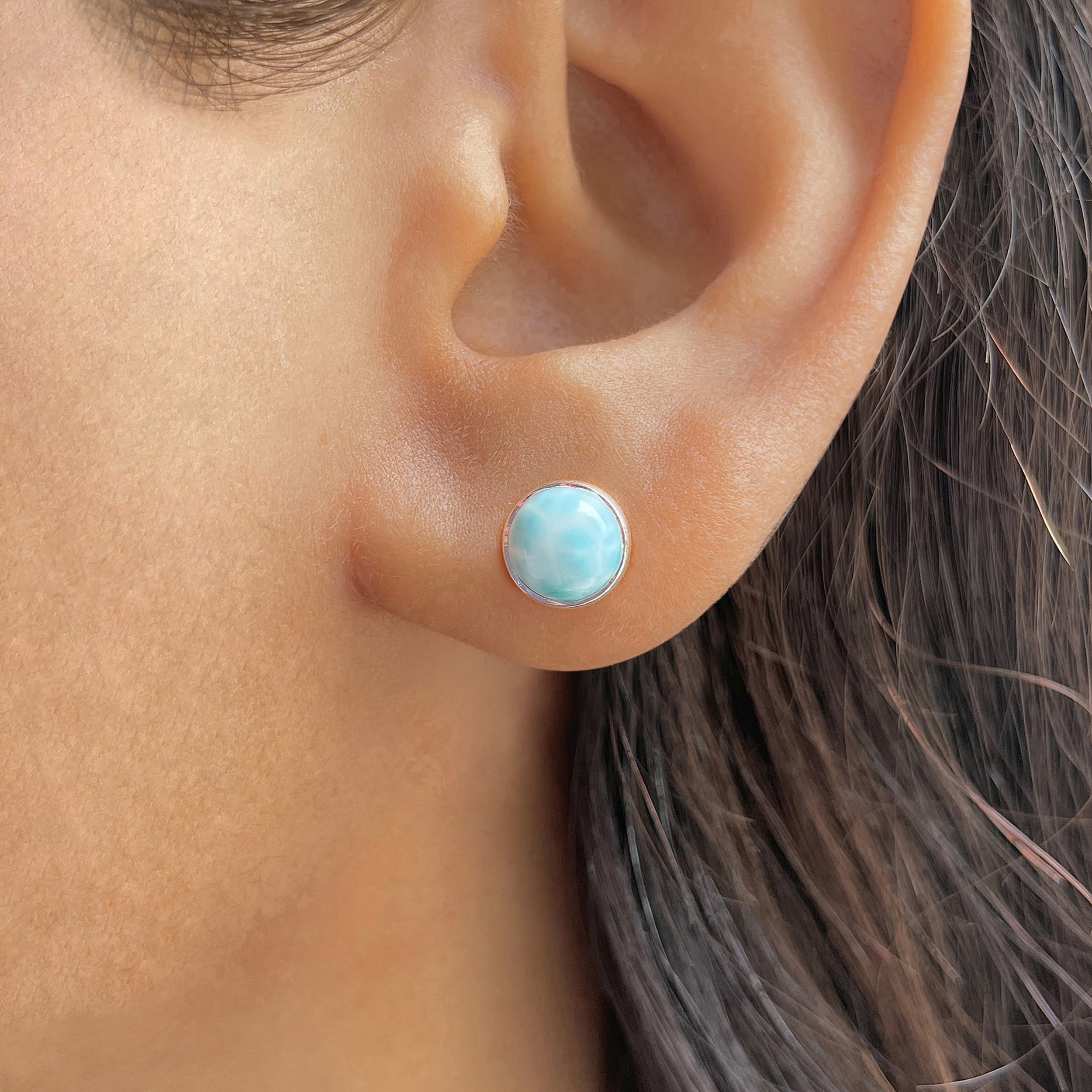 Larimar Stud Earring-(LAR-E-2295.)