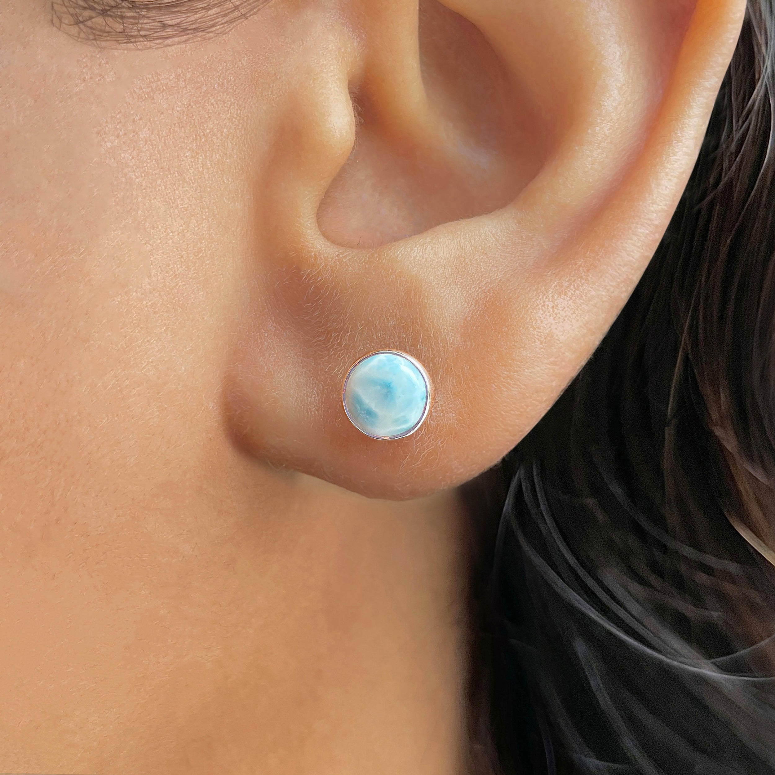 Larimar Stud Earring-(LAR-E-2296.)