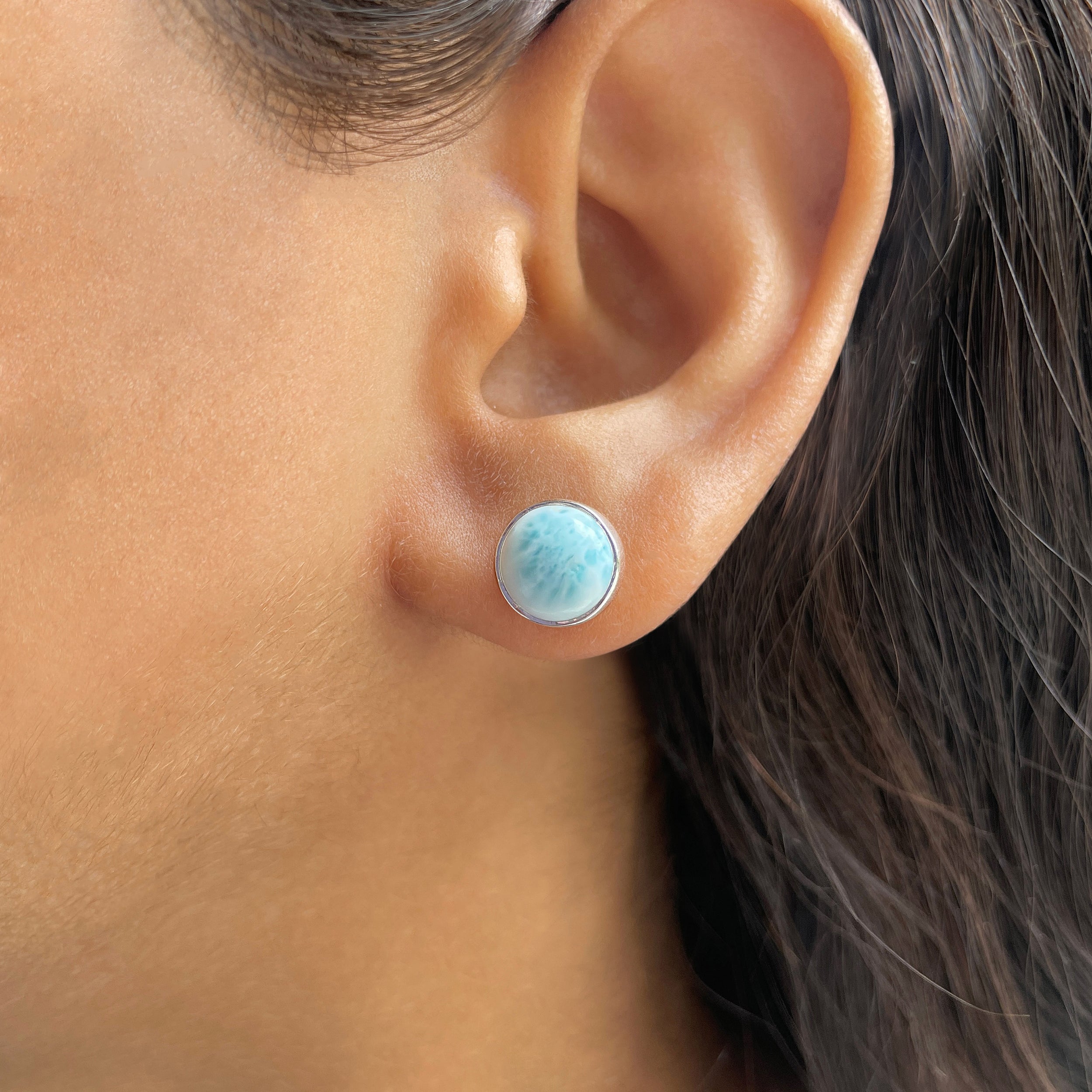 Larimar Stud Earring-(LAR-E-2298.)
