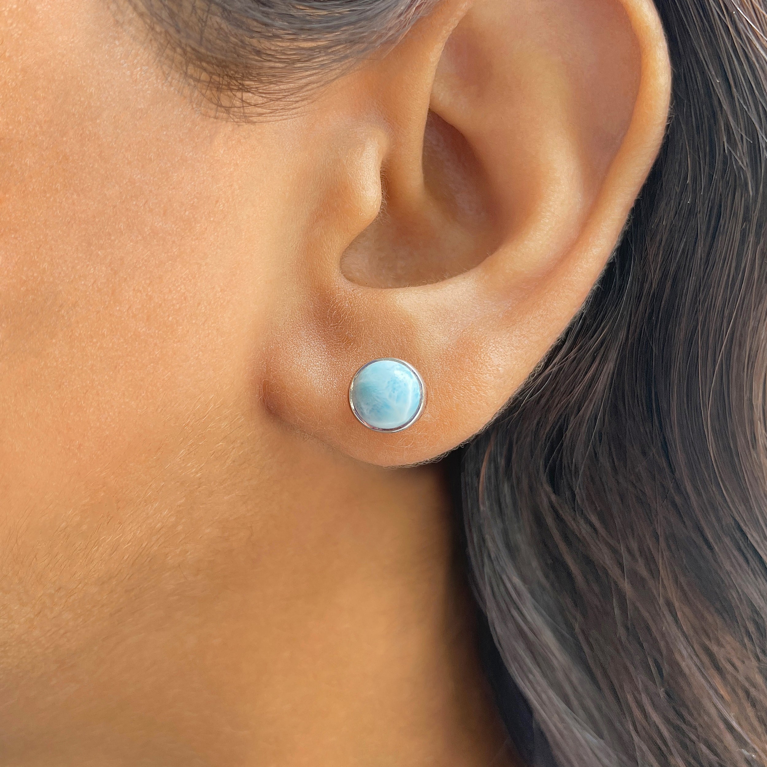 Larimar Stud Earring-(LAR-E-2299.)