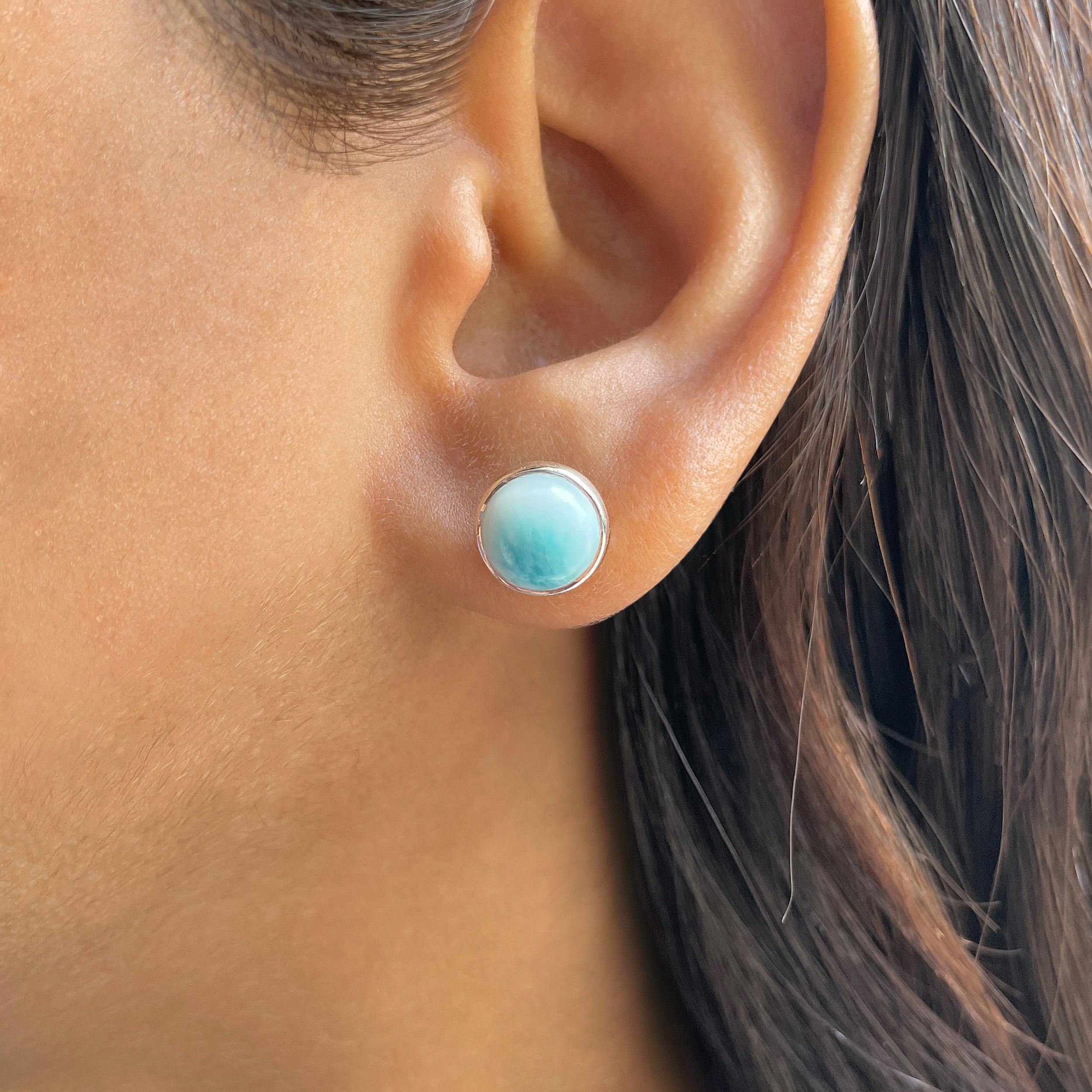 Larimar Stud Earring-(LAR-E-2300.)
