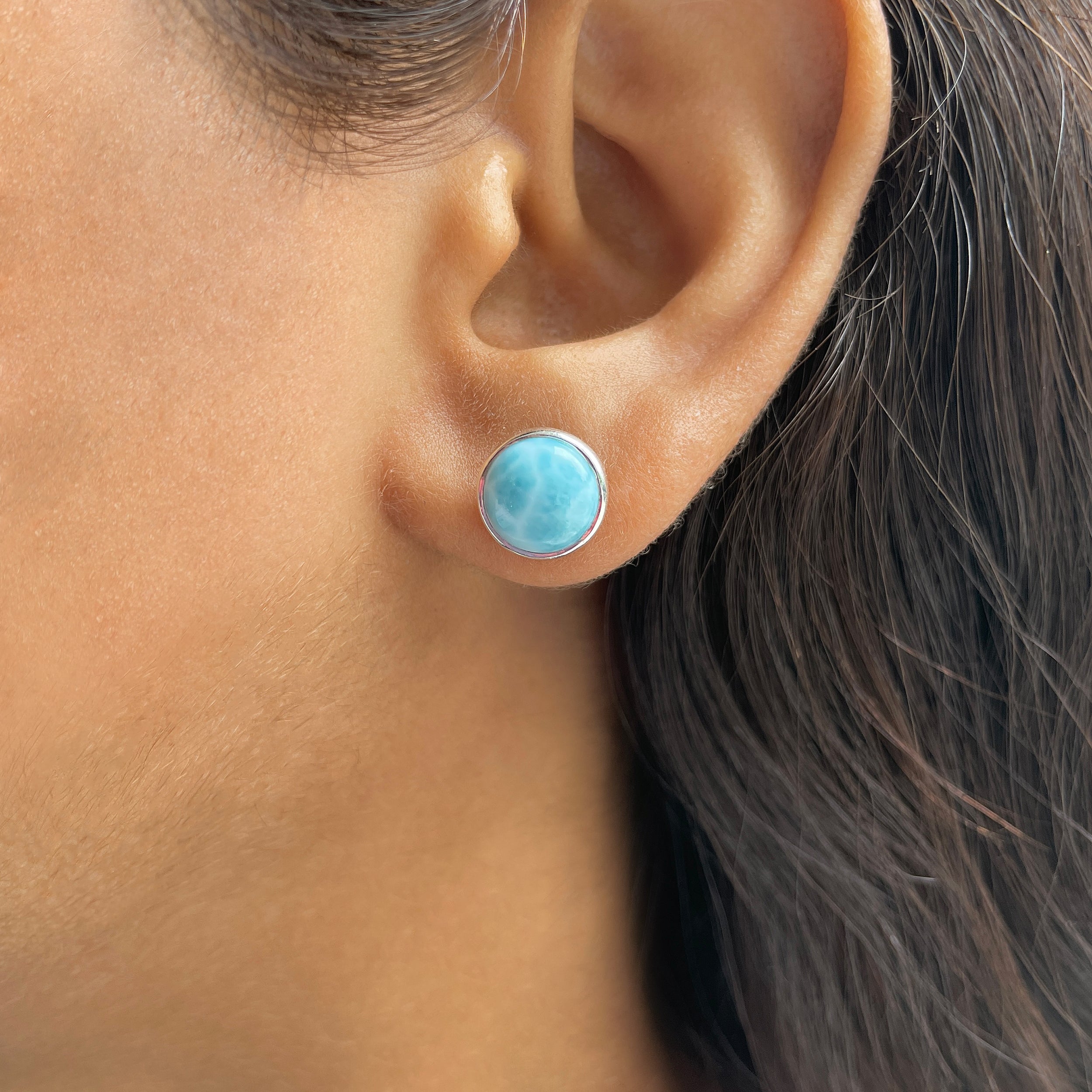 Larimar Stud Earring-(LAR-E-2306.)
