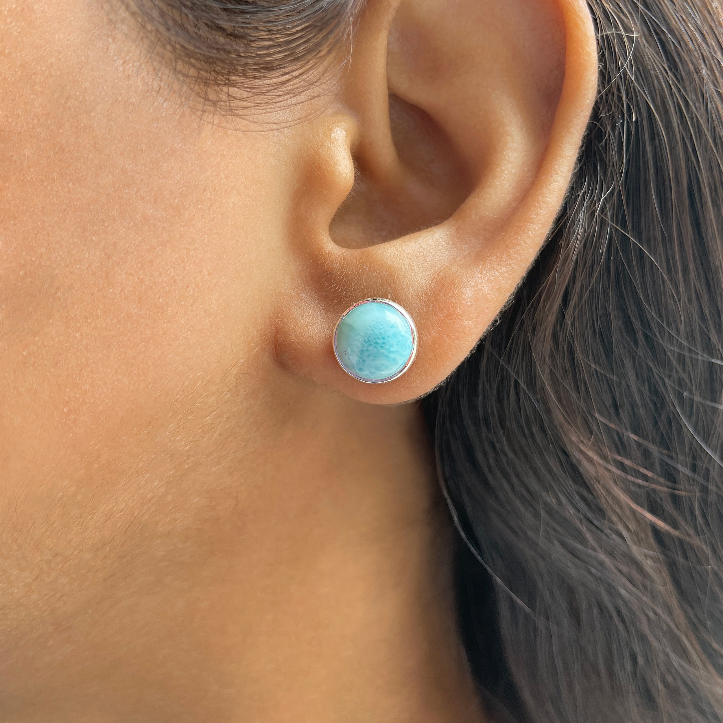 Larimar Stud Earring-(LAR-E-2307.)