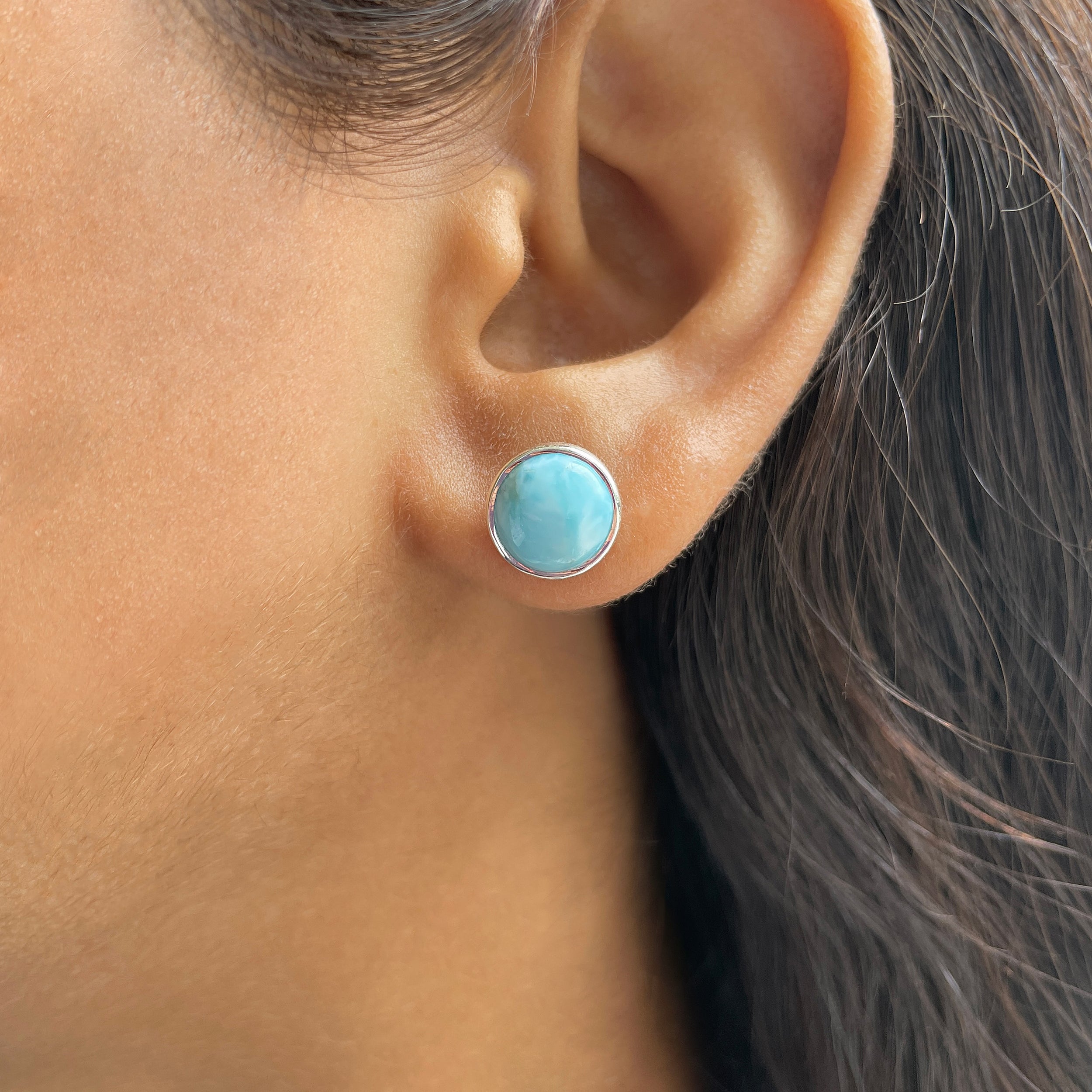 Larimar Stud Earring-(LAR-E-2308.)