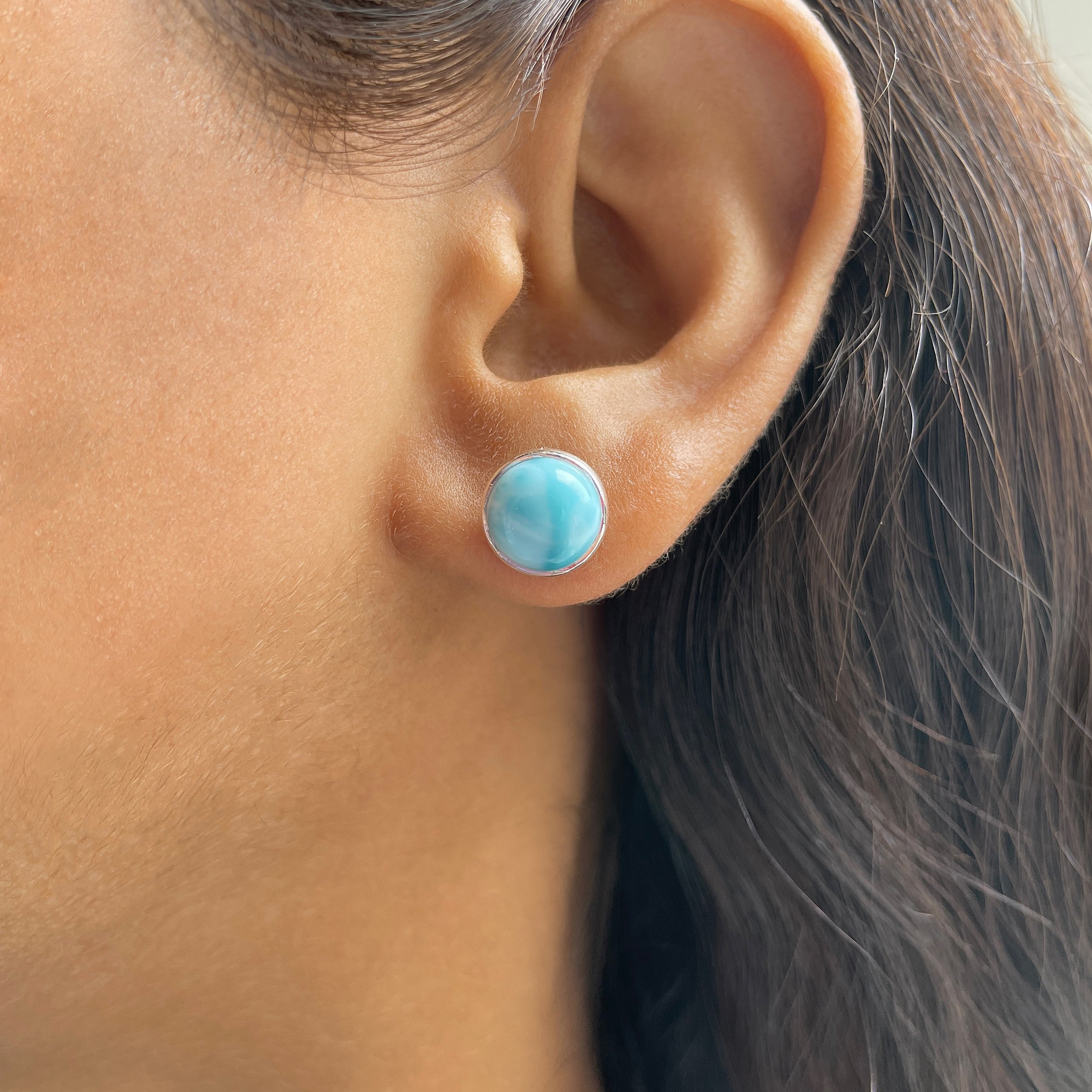Larimar Stud Earring-(LAR-E-2310.)