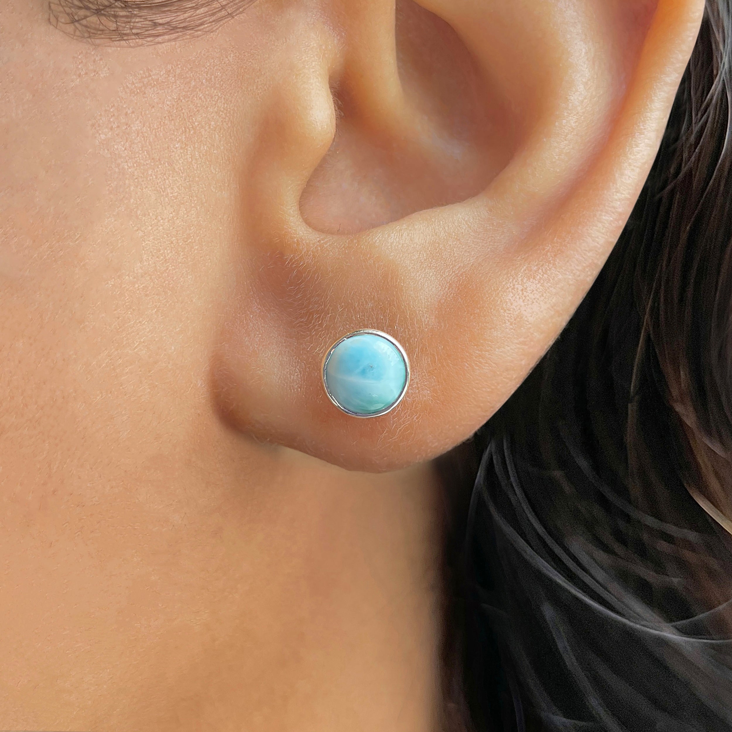 Larimar Stud Earring-(LAR-E-2311.)