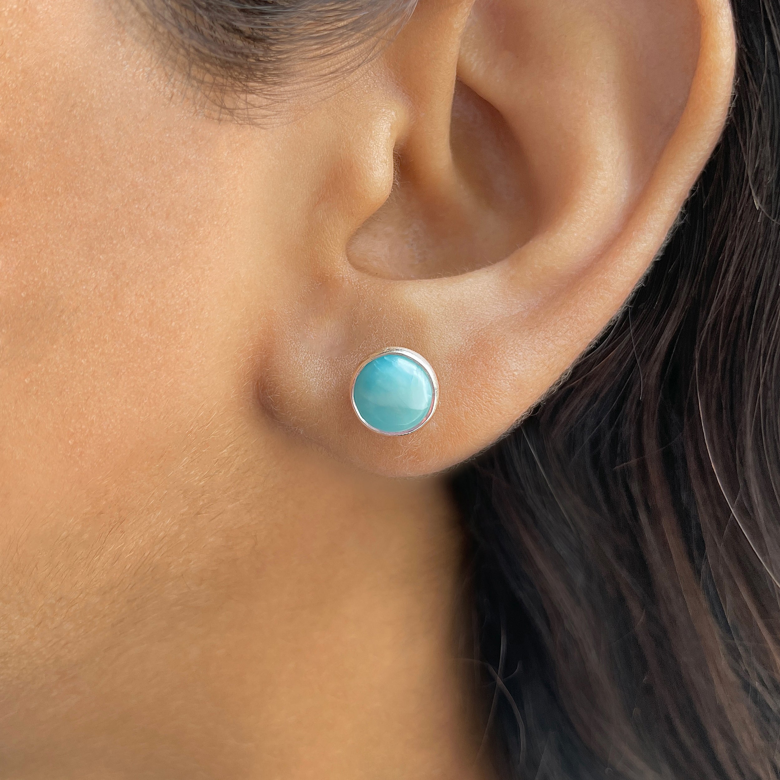 Larimar Stud Earring-(LAR-E-2316.)