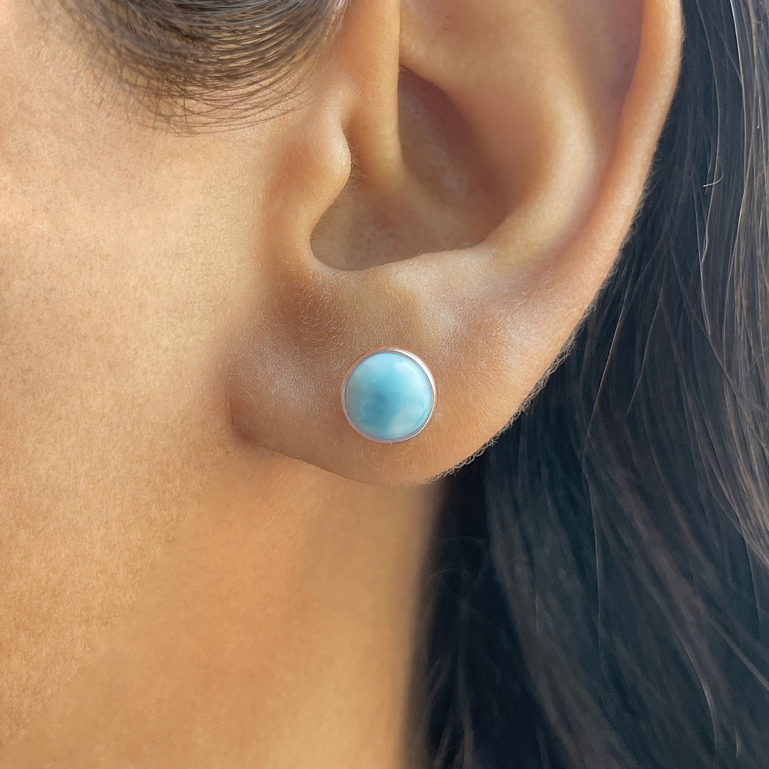 Larimar Stud Earring-(LAR-E-2317.)