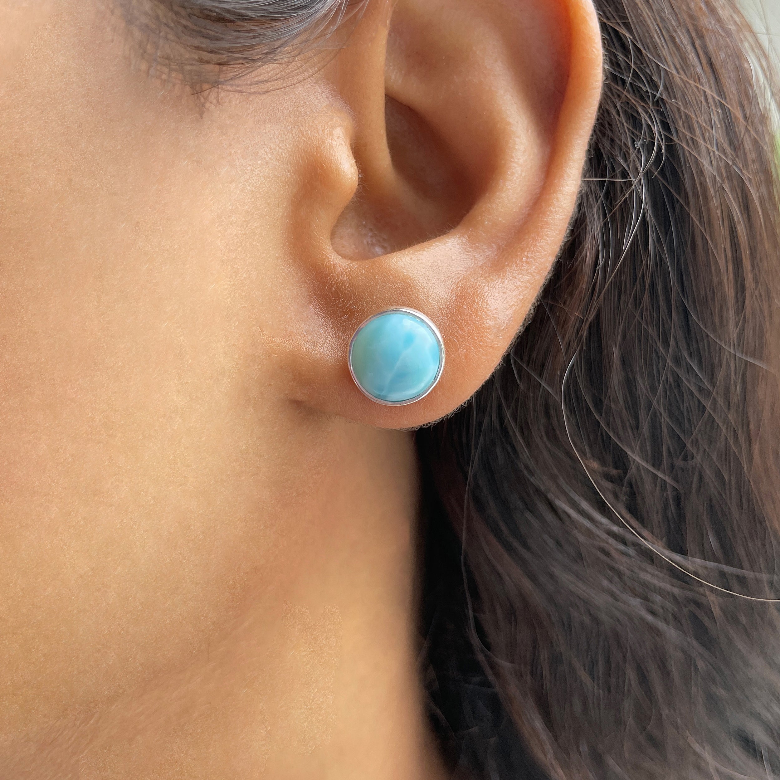 Larimar Stud Earring-(LAR-E-2320.)
