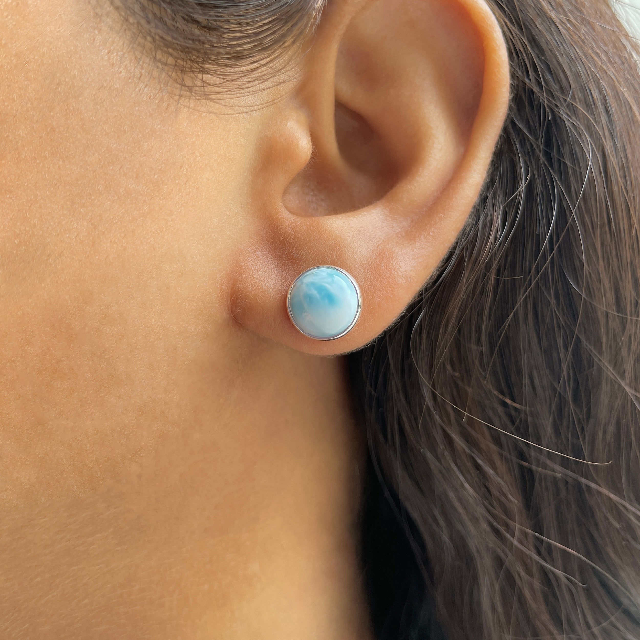 Larimar Stud Earring-(LAR-E-2325.)
