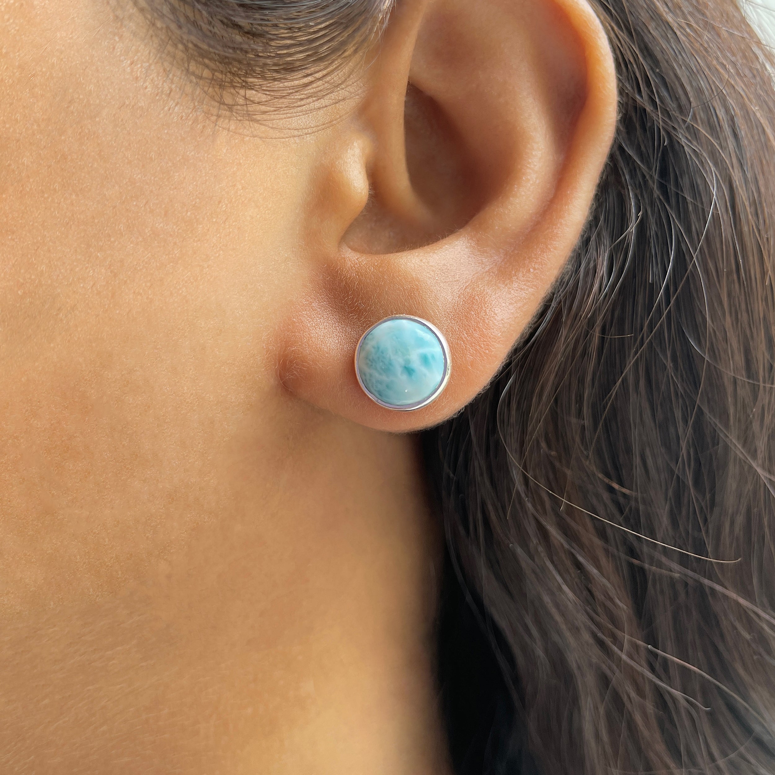 Larimar Stud Earring-(LAR-E-2326.)