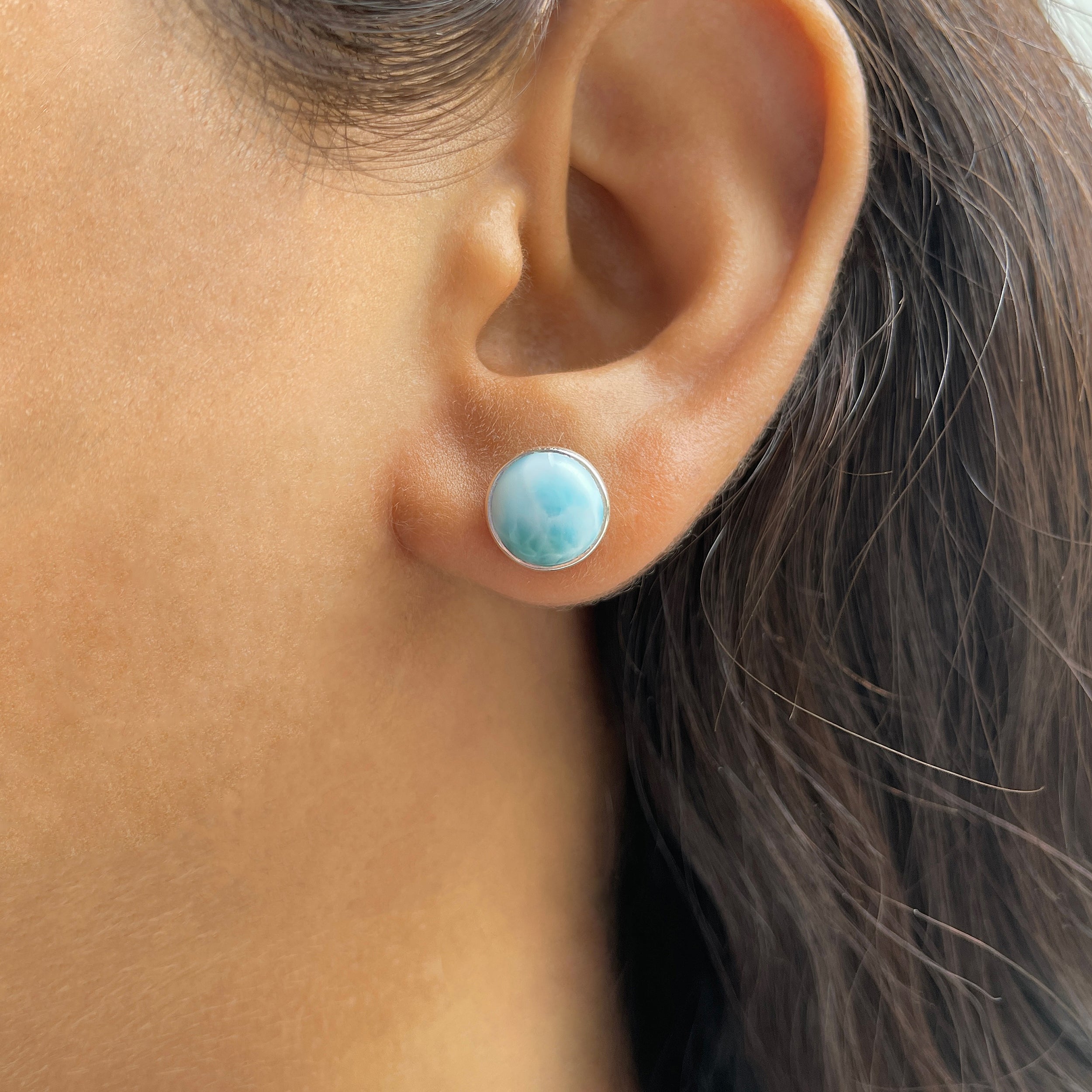 Larimar Stud Earring-(LAR-E-2328.)