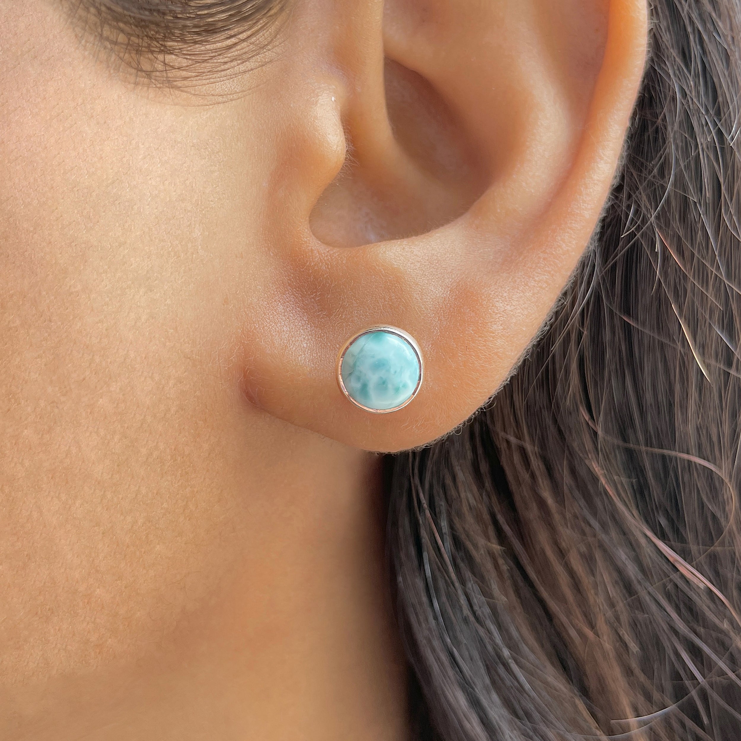 Larimar Stud Earring-(LAR-E-2331.)