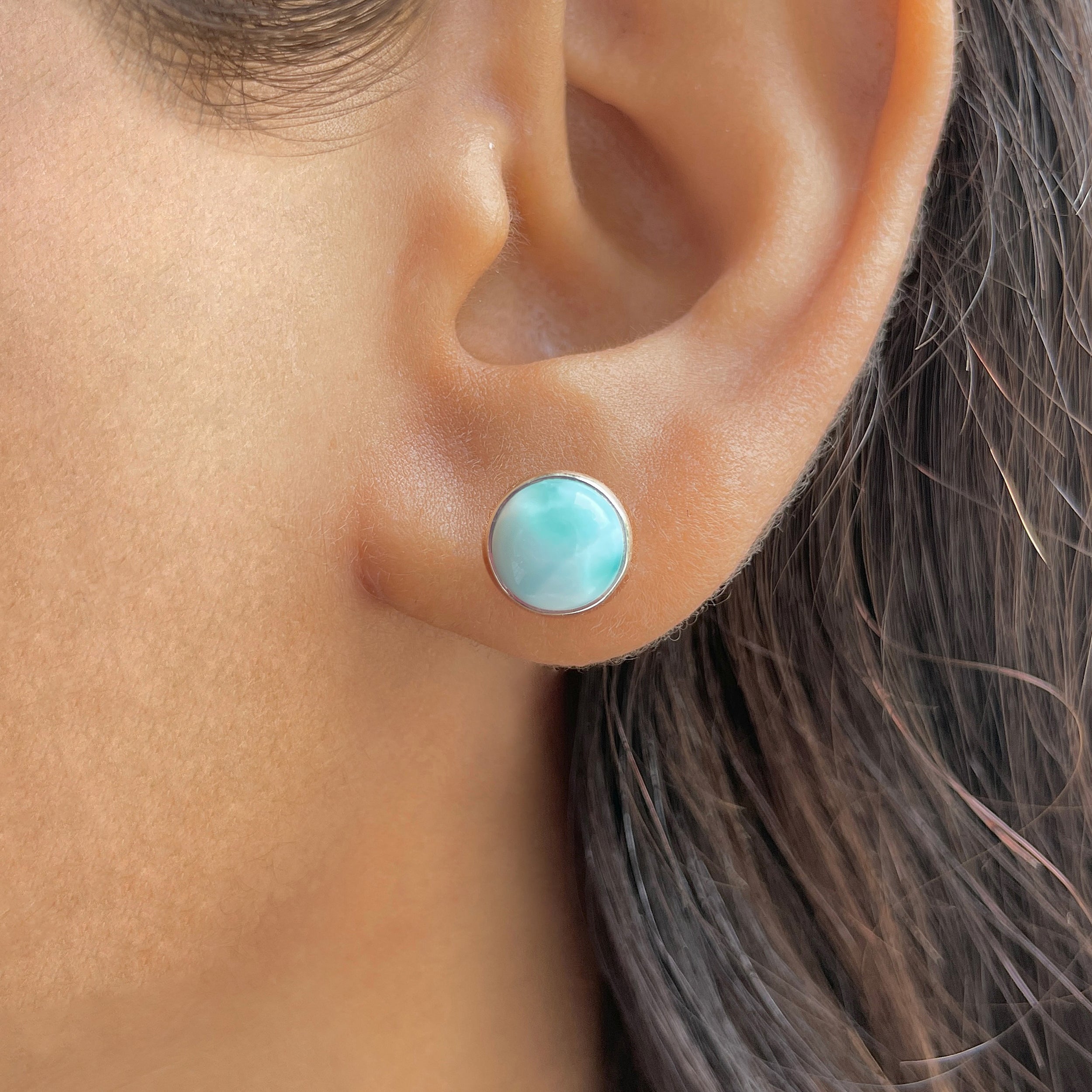 Larimar Stud Earring-(LAR-E-2332.)