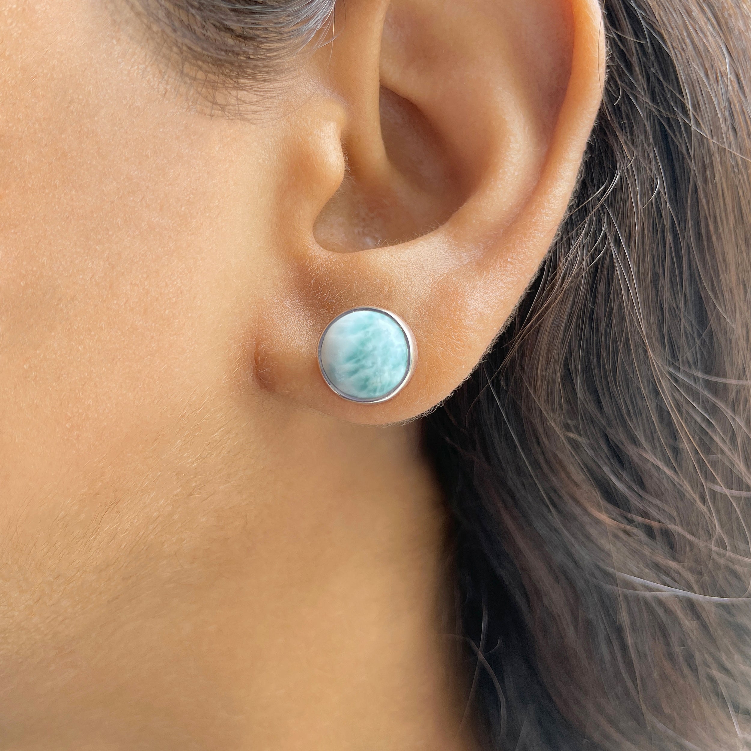 Larimar Stud Earring-(LAR-E-2333.)