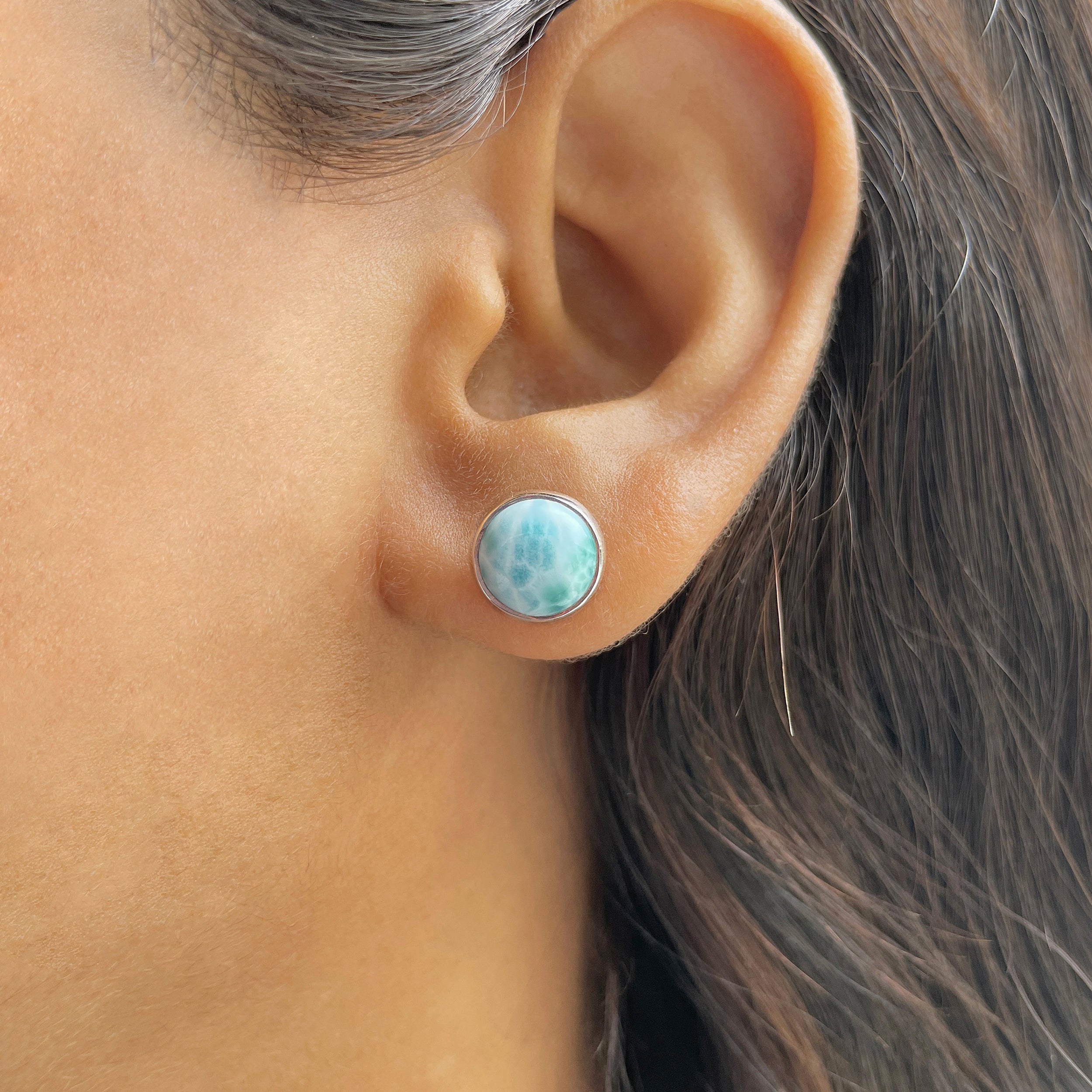 Larimar Stud Earring-(LAR-E-2336.)