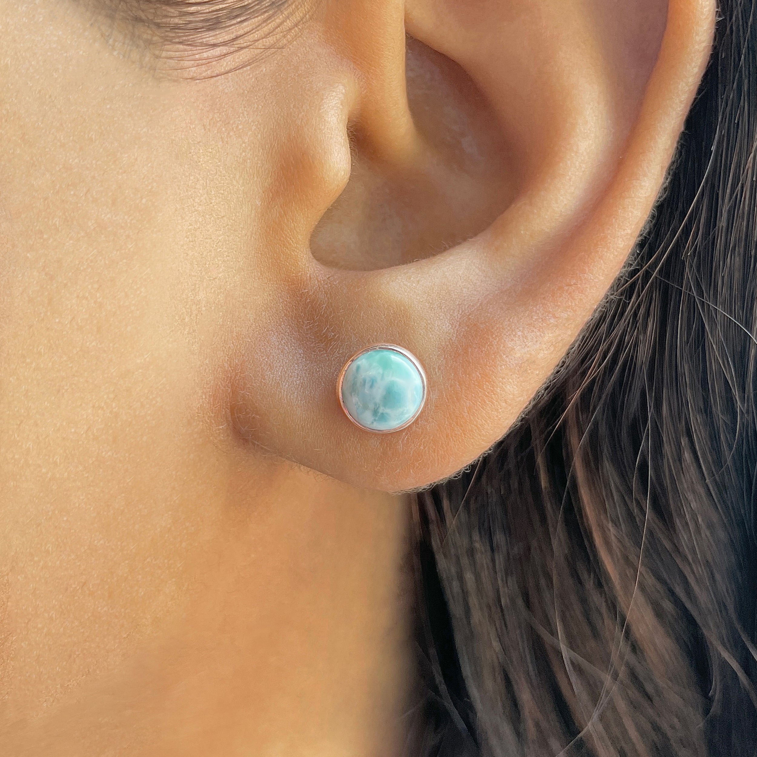Larimar Stud Earring-(LAR-E-2337.)