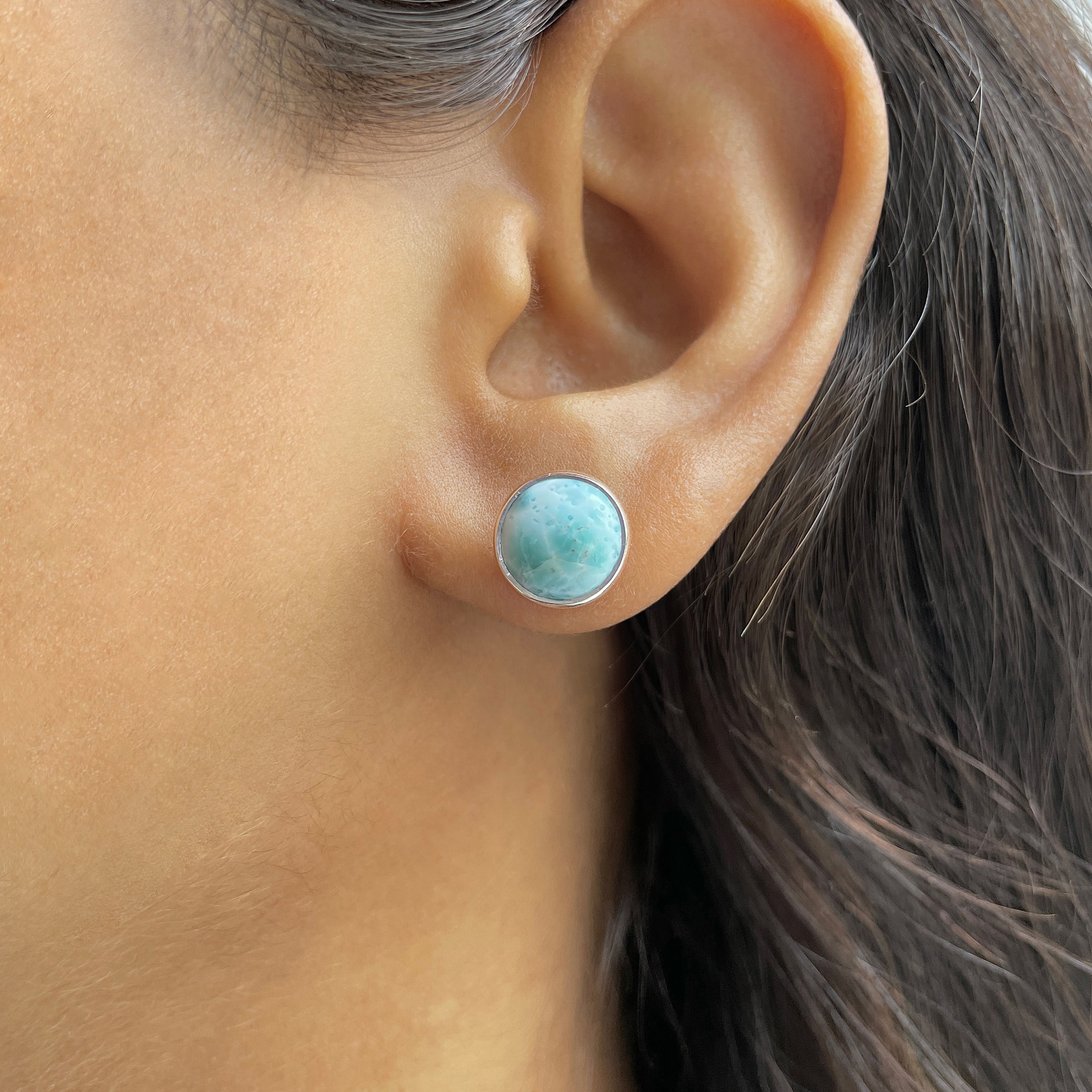 Larimar Stud Earring-(LAR-E-2338.)
