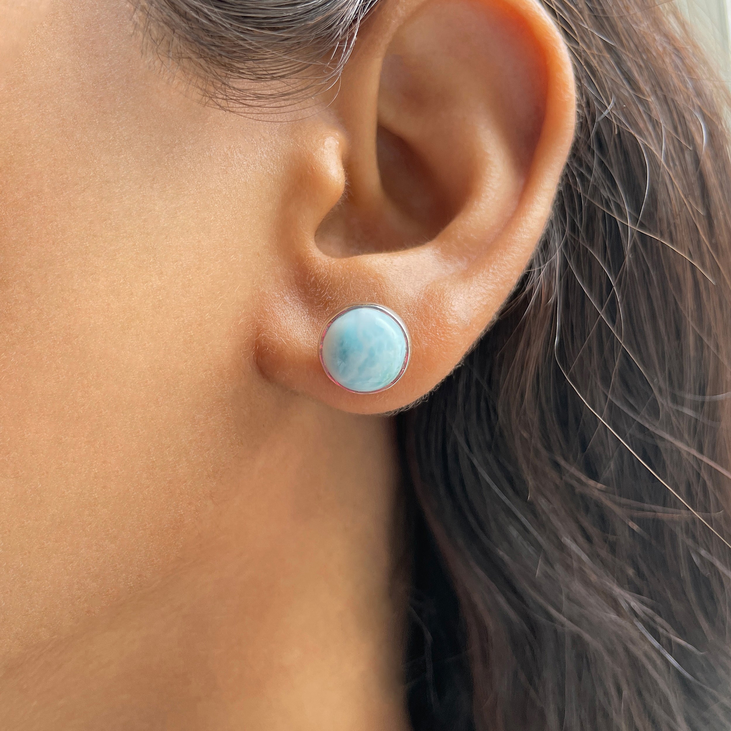 Larimar Stud Earring-(LAR-E-2339.)