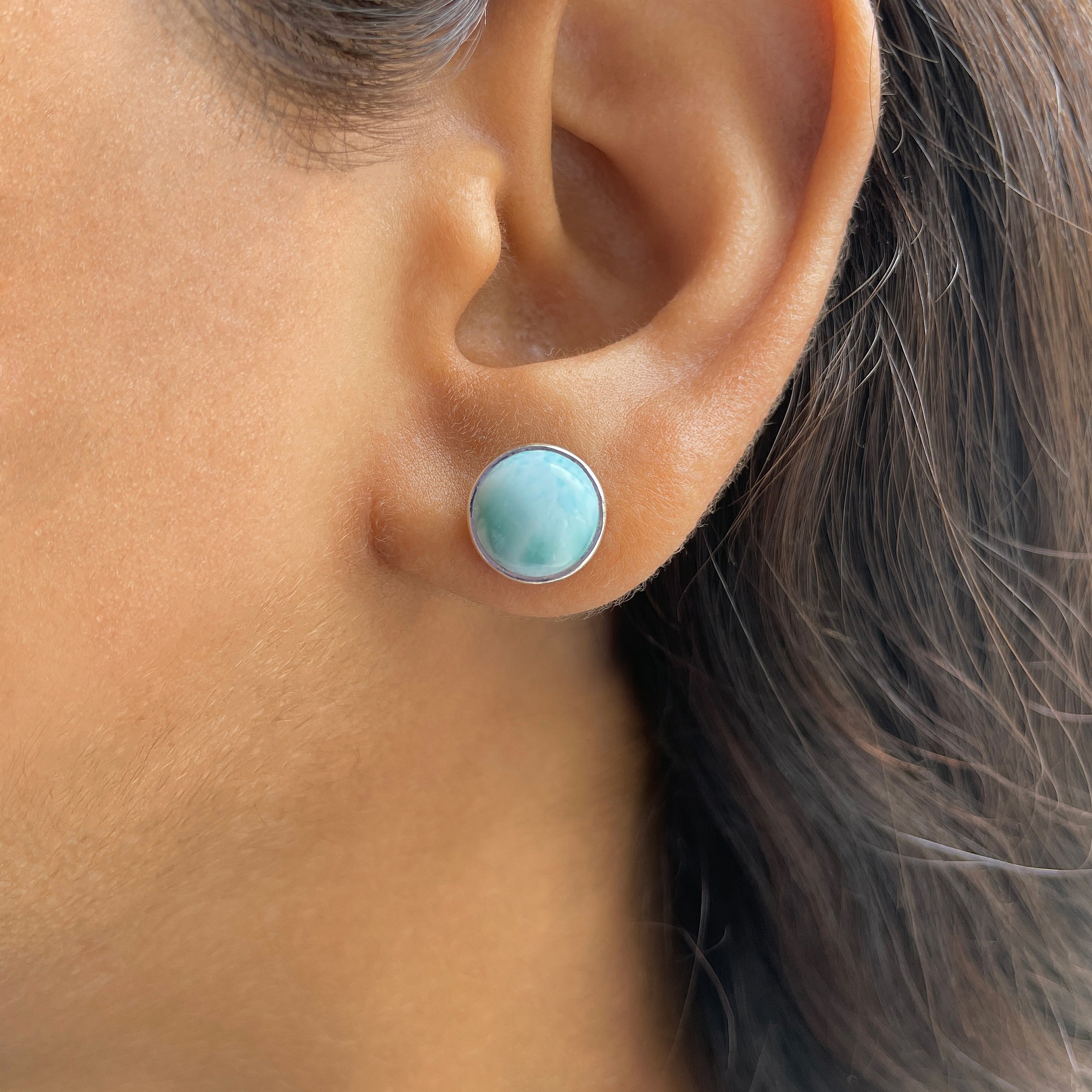 Larimar Stud Earring-(LAR-E-2340.)