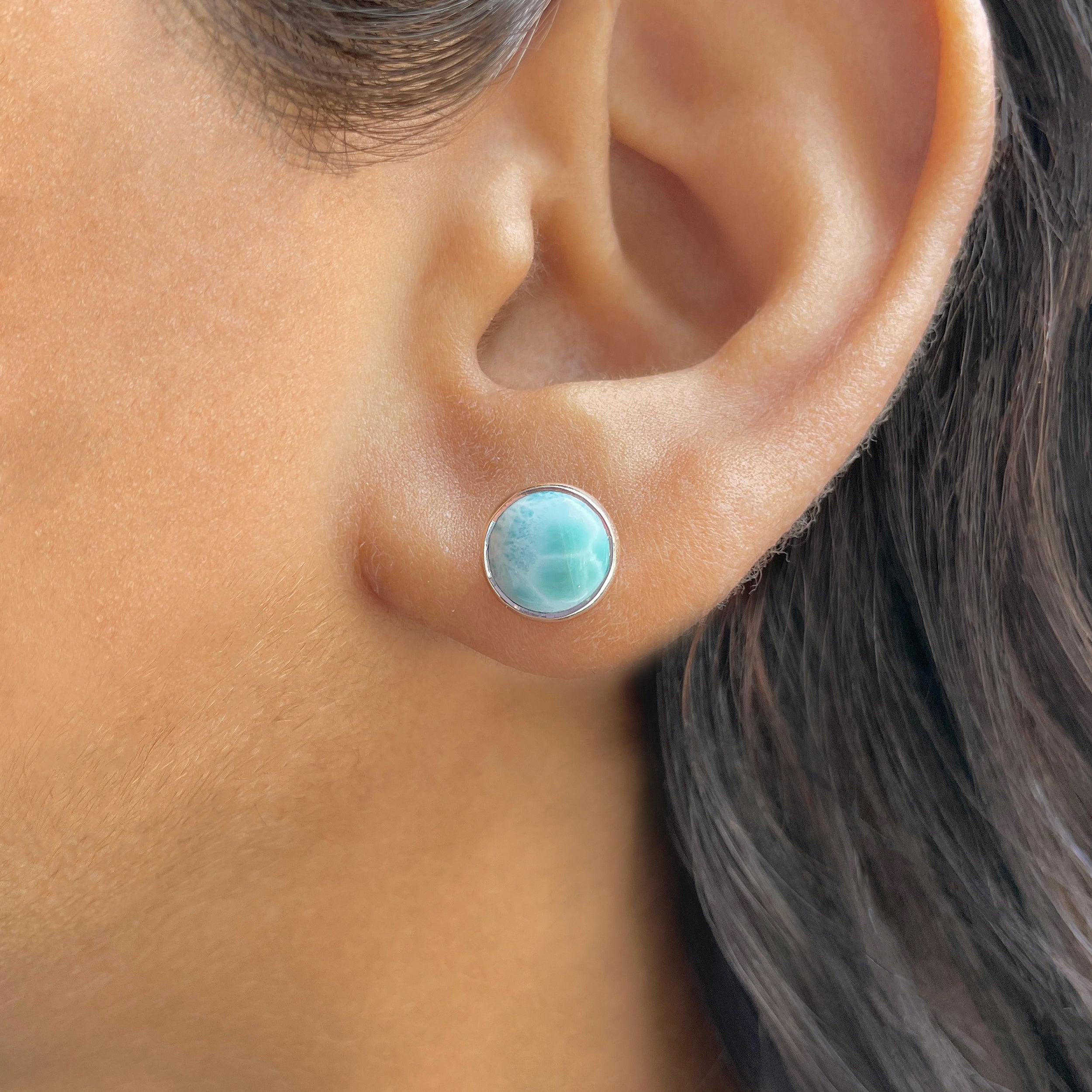 Larimar Stud Earring-(LAR-E-2341.)