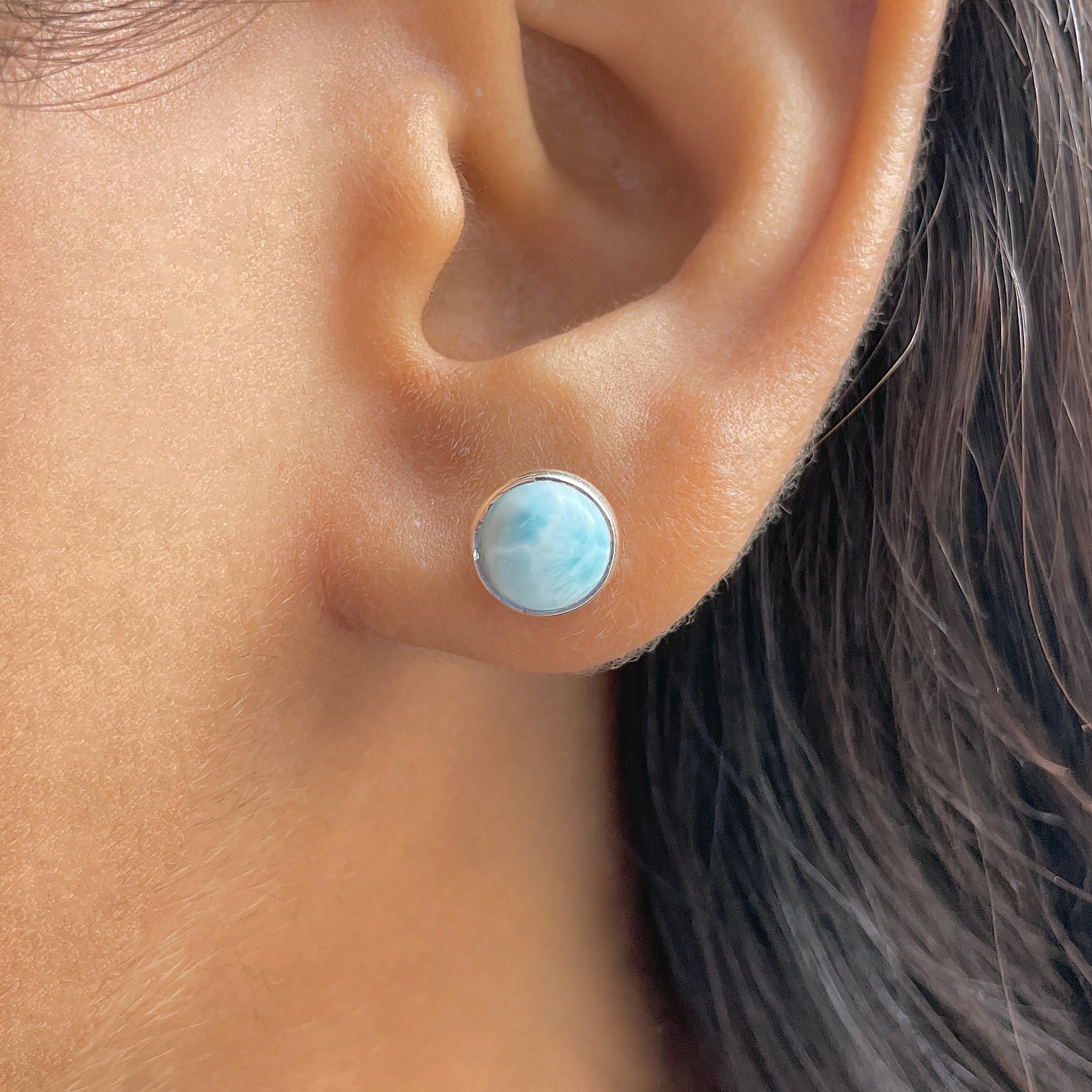 Larimar Stud Earring-(LAR-E-2343.)