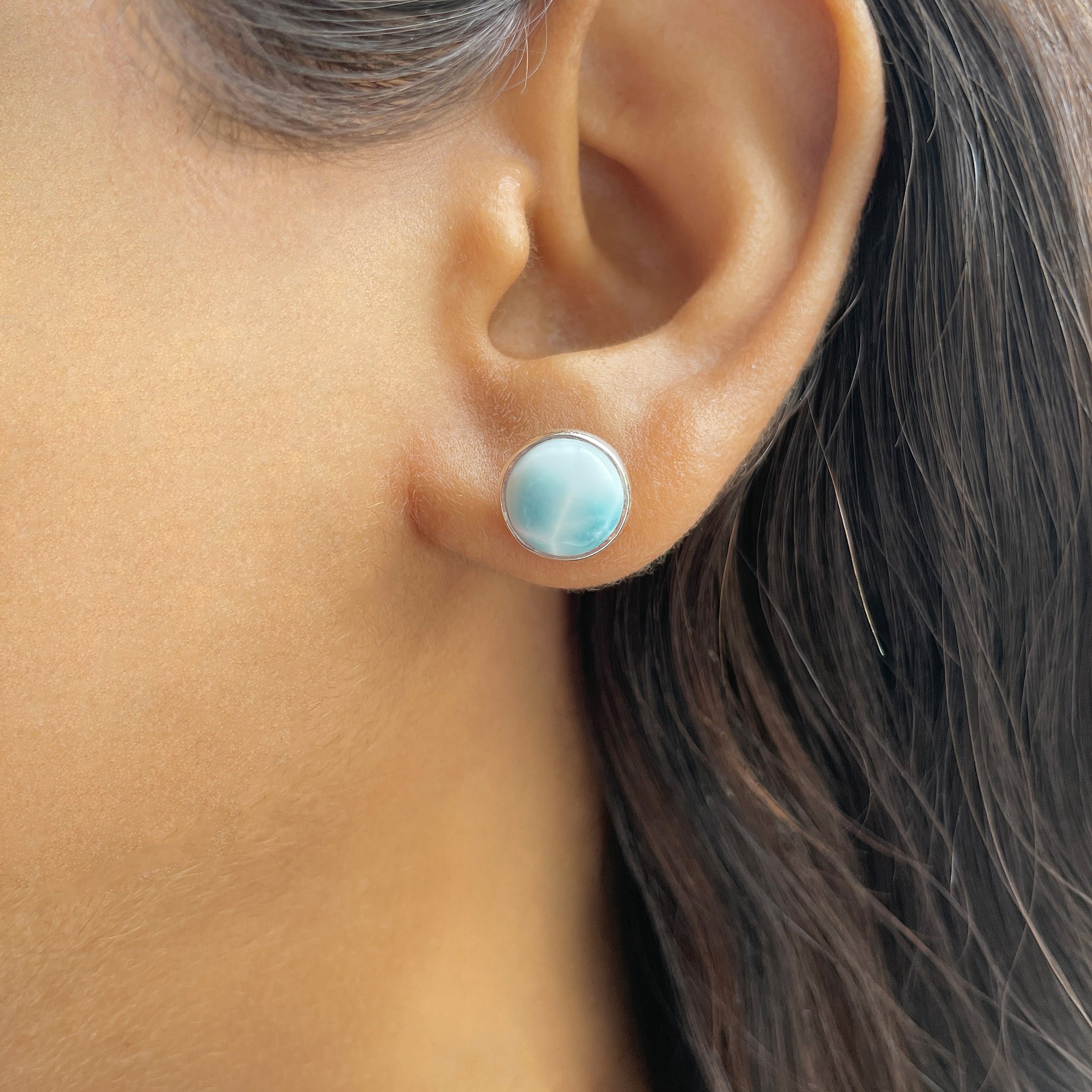 Larimar Stud Earring-(LAR-E-2344.)