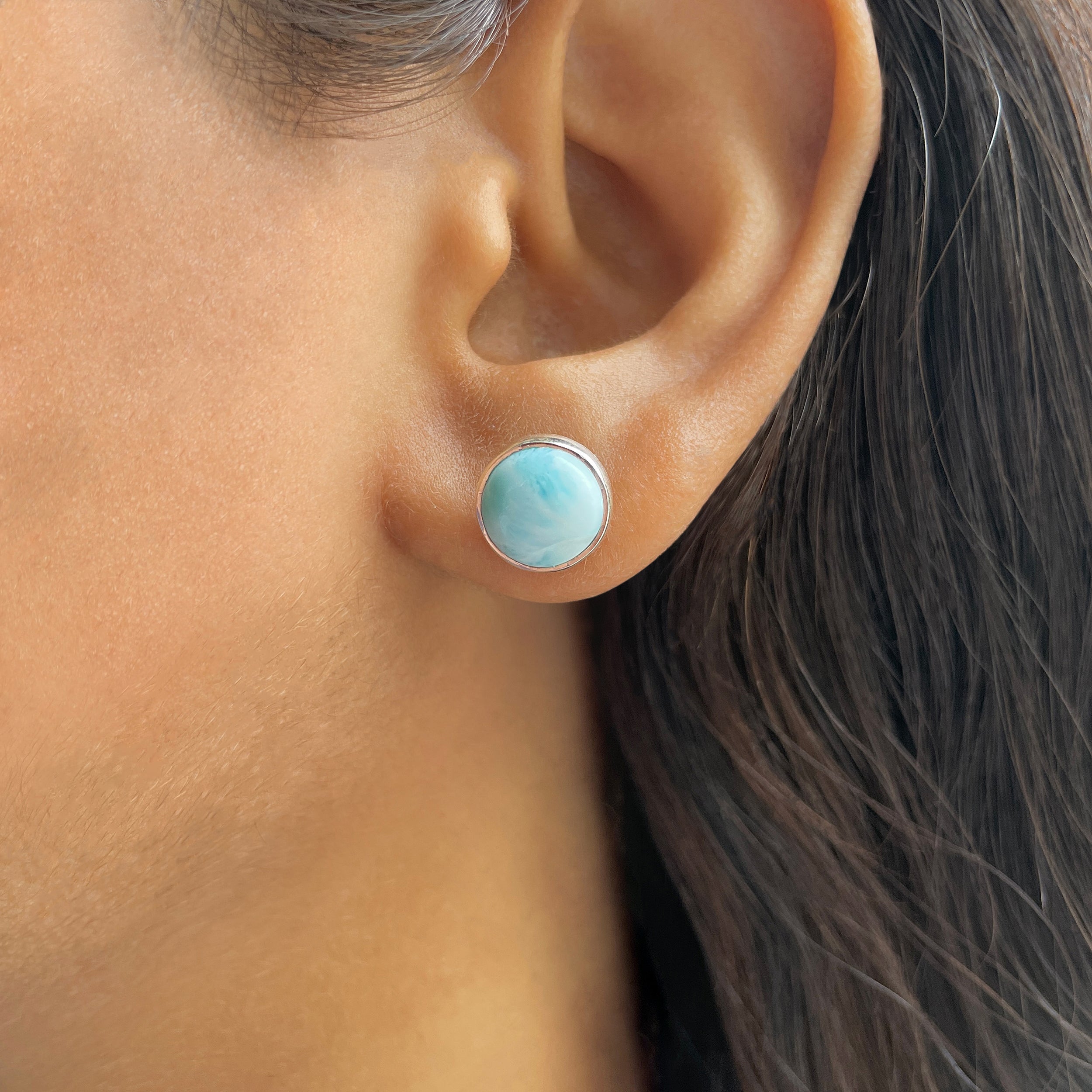 Larimar Stud Earring-(LAR-E-2345.)