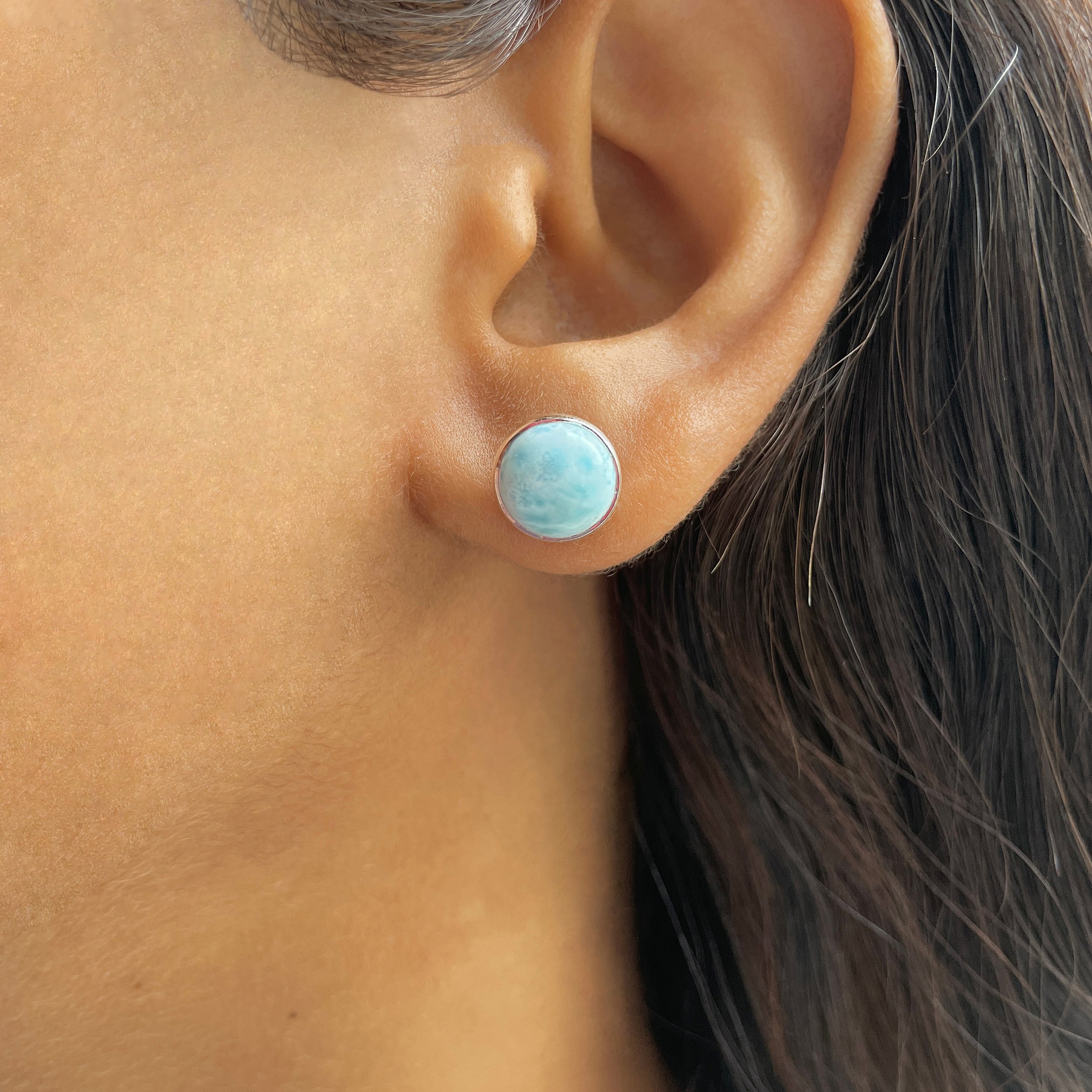 Larimar Stud Earring-(LAR-E-2346.)